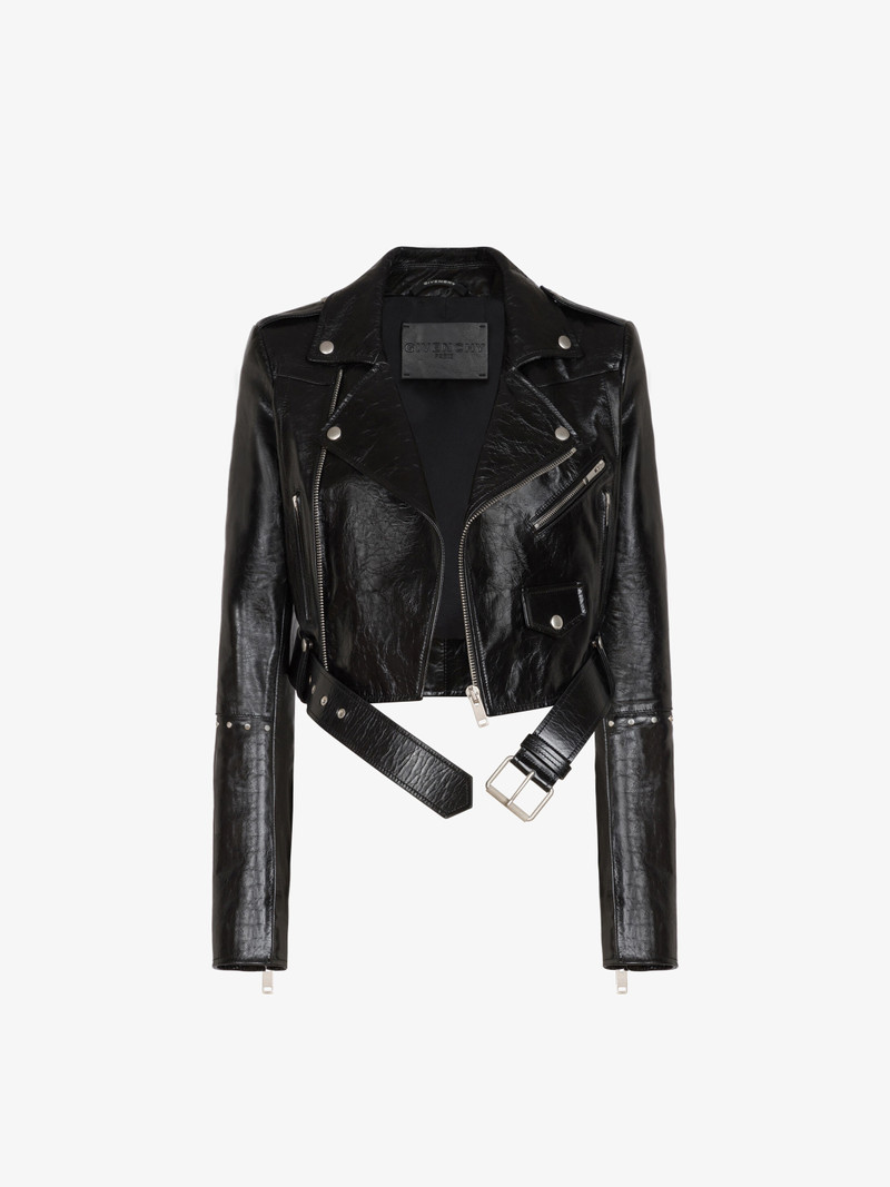 Studded biker jacket in leather 6