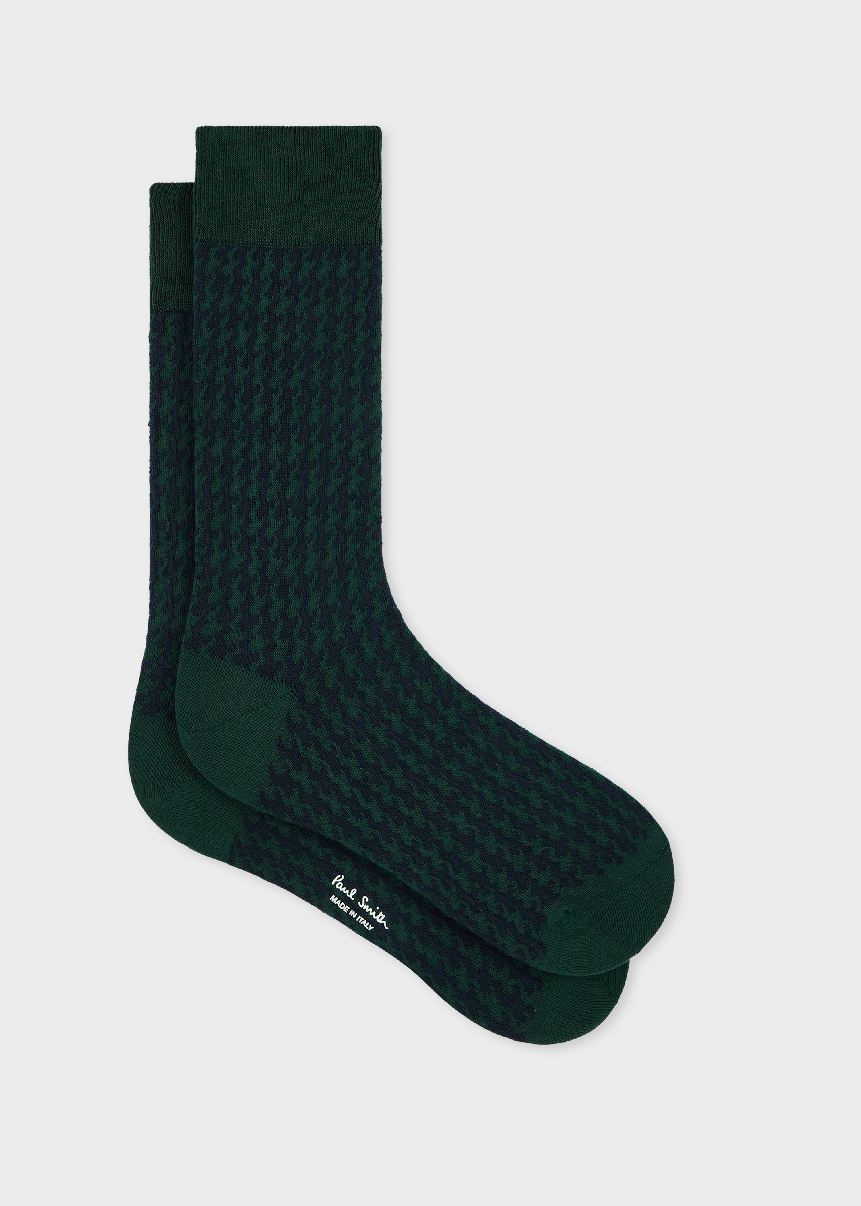 Dark Green Houndstooth Socks - 1