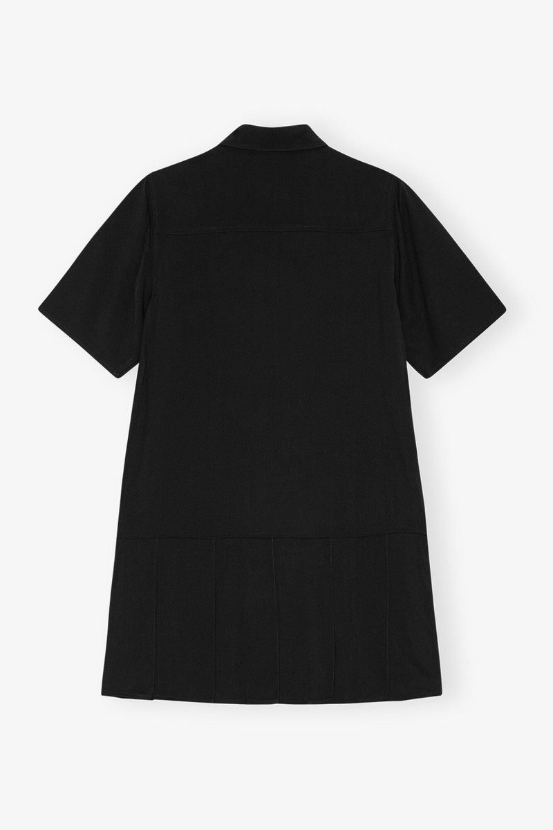 BLACK VISCOSE TWILL MINI DRESS 6