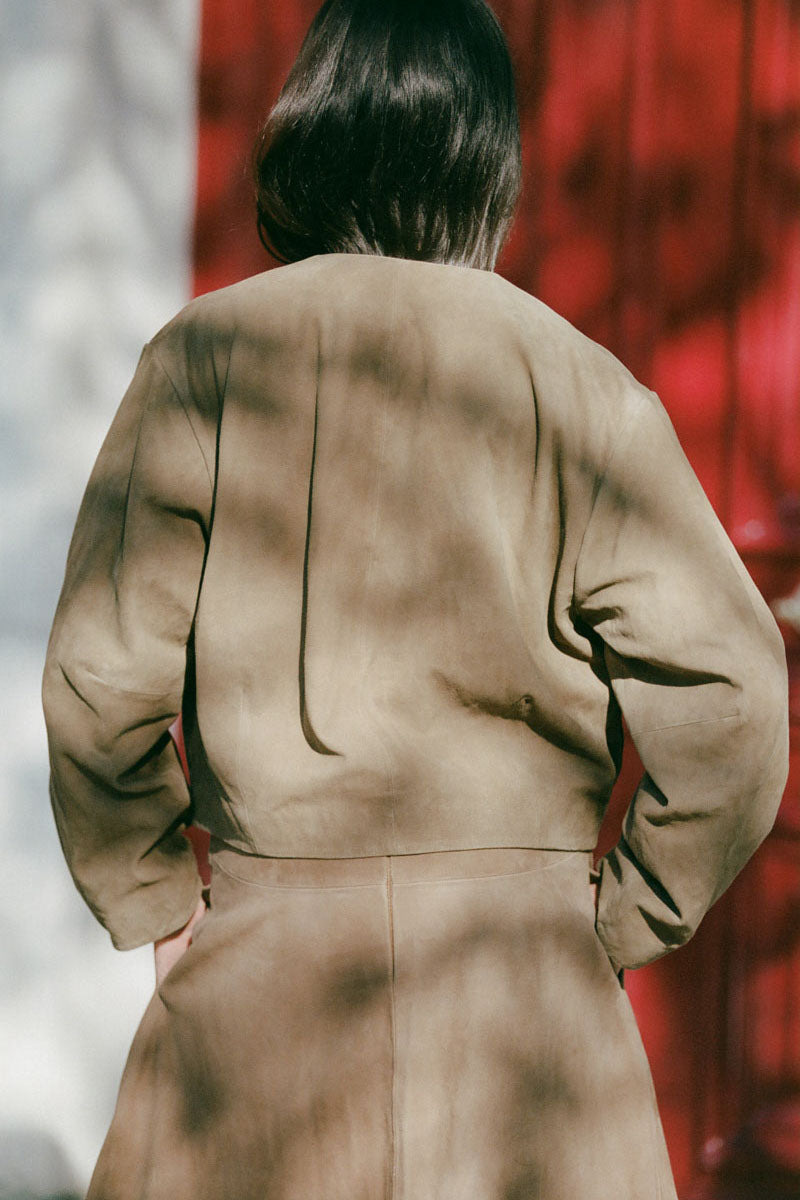 Suede Utility Cocoon Bomber - Toffee - 14