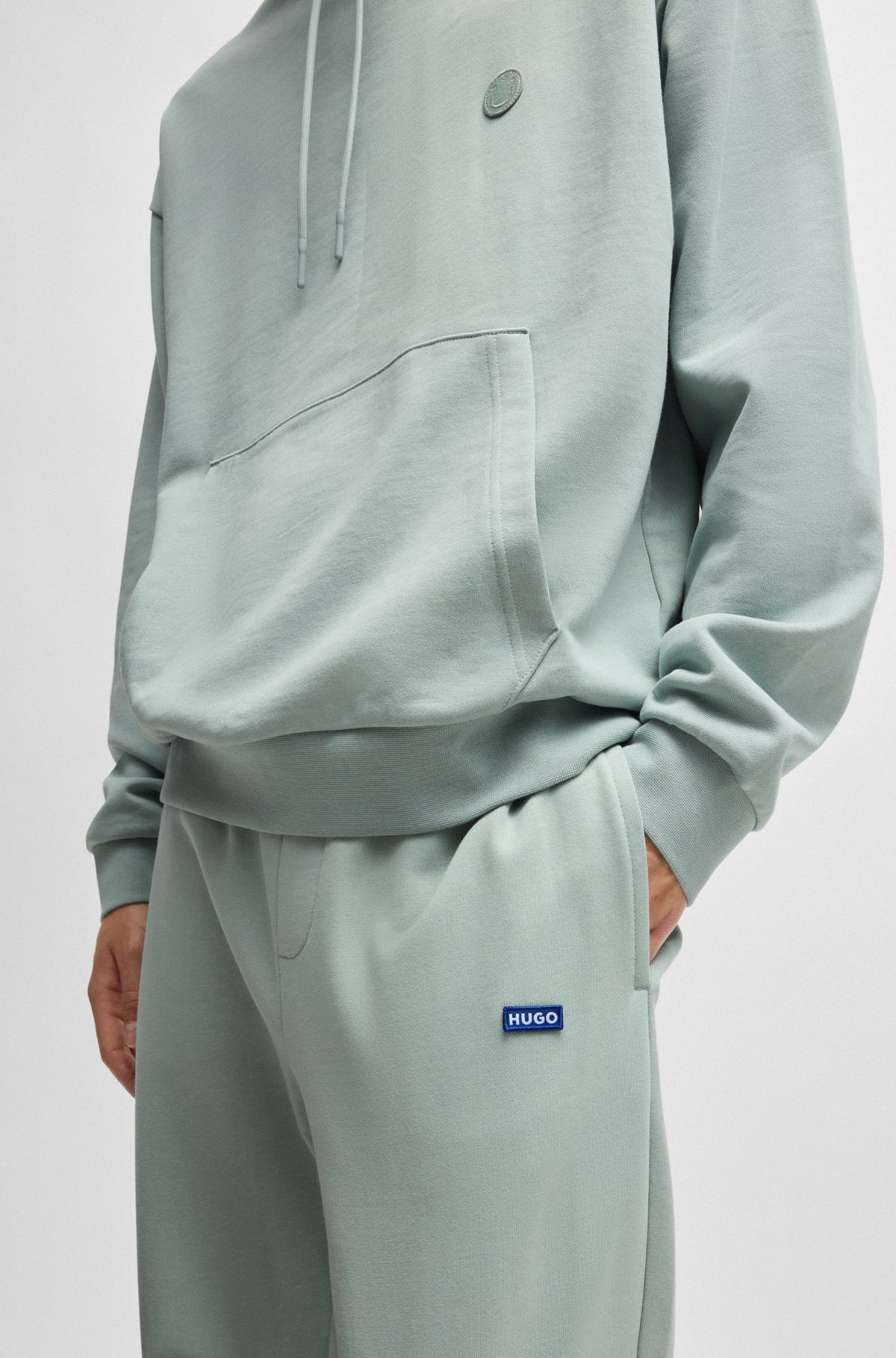 COTTON-TERRY TRACKSUIT BOTTOMS WITH BLUE LOGO PATCH - 3