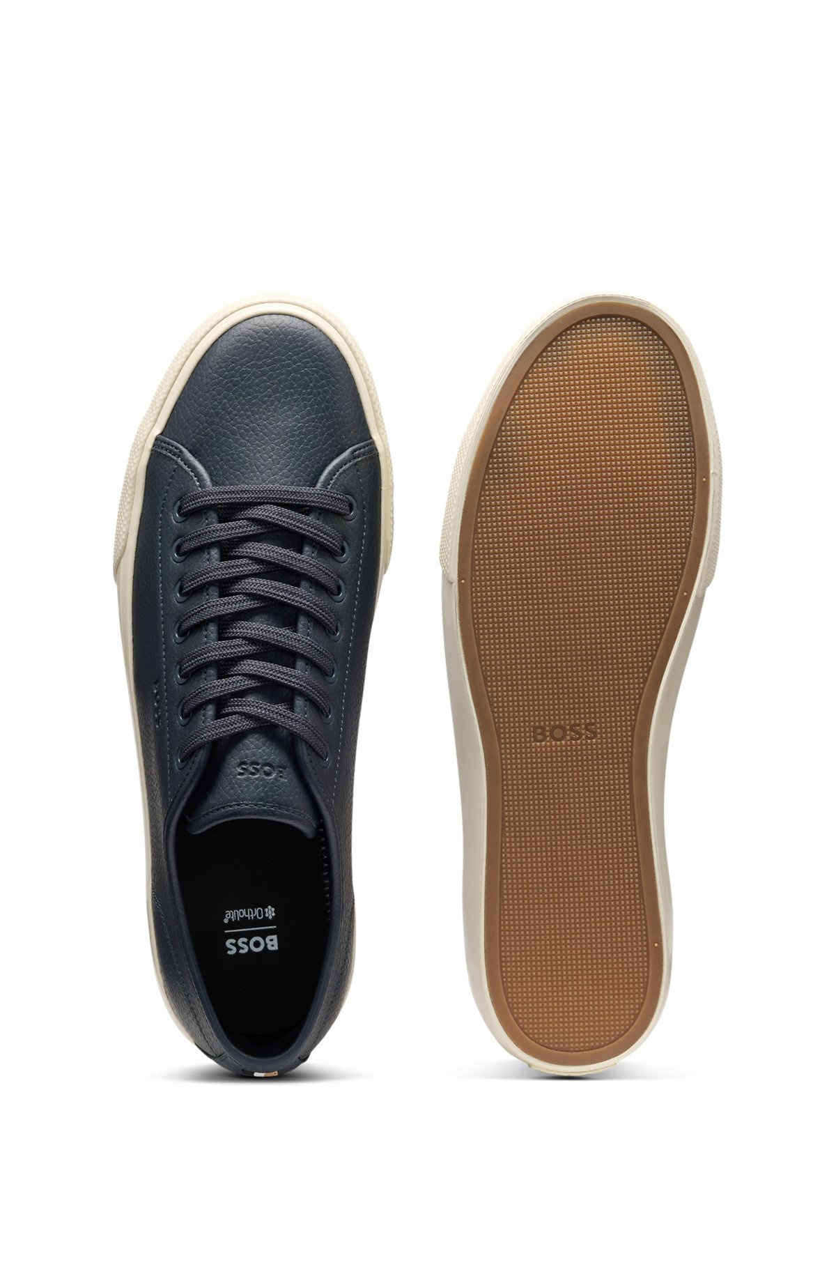 LOW-TOP TRAINERS IN GRAINED FAUX LEATHER - 4