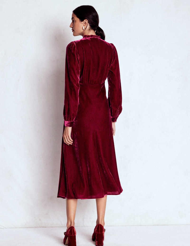 Cassie Velvet Tea Dress-Ruby Red 4