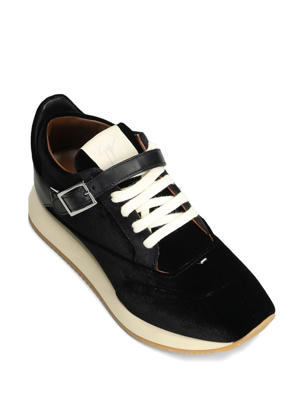 buckle-fastening velvet sneakers - 4