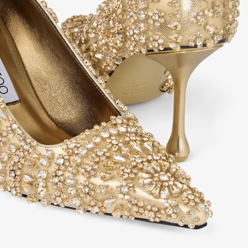 Ixia 80 Gold Mix Metallic Nappa Leather Pumps with Crystal Embroidery 3