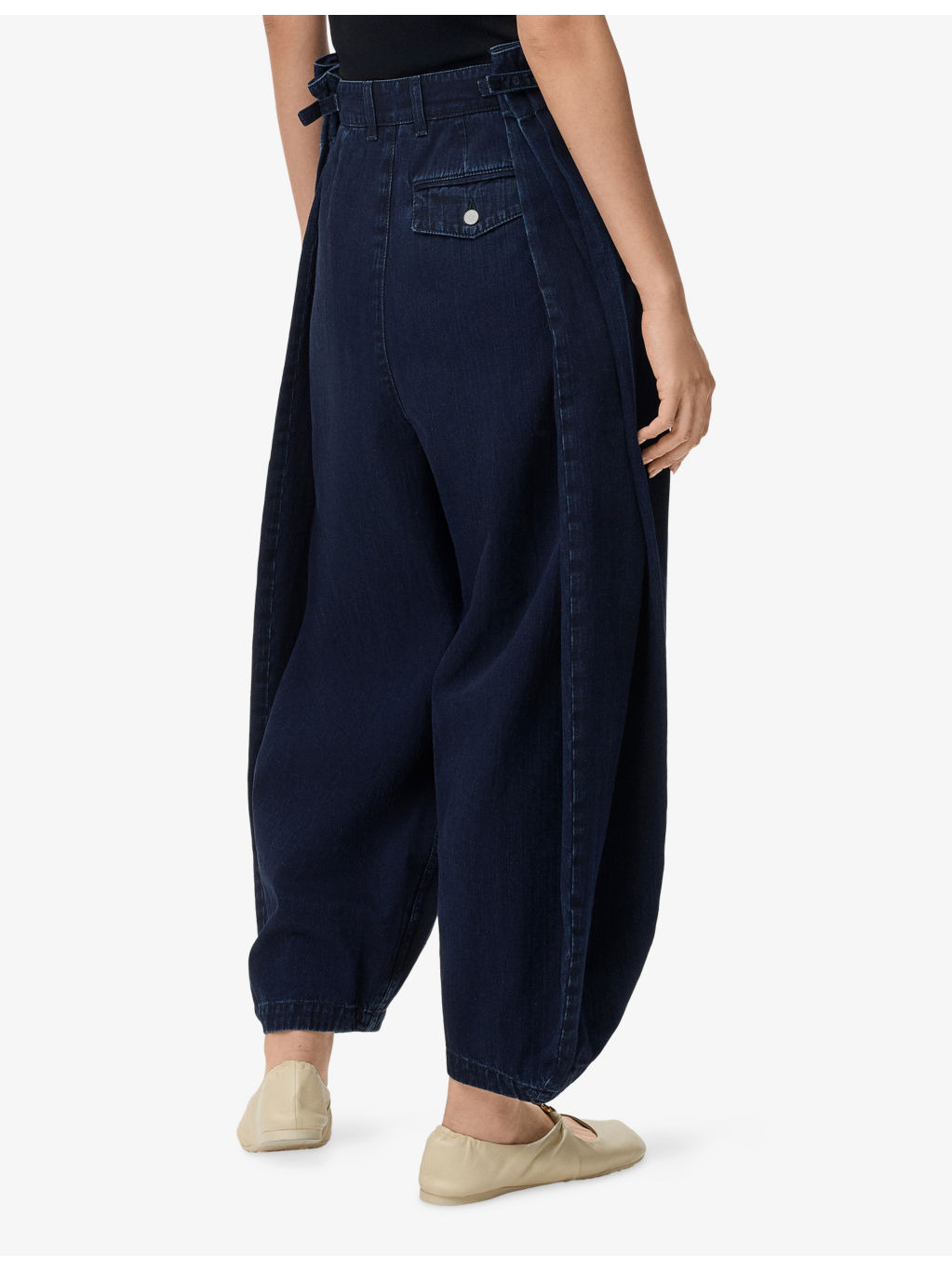 Draped Balloon-Leg Denim Jeans - 4