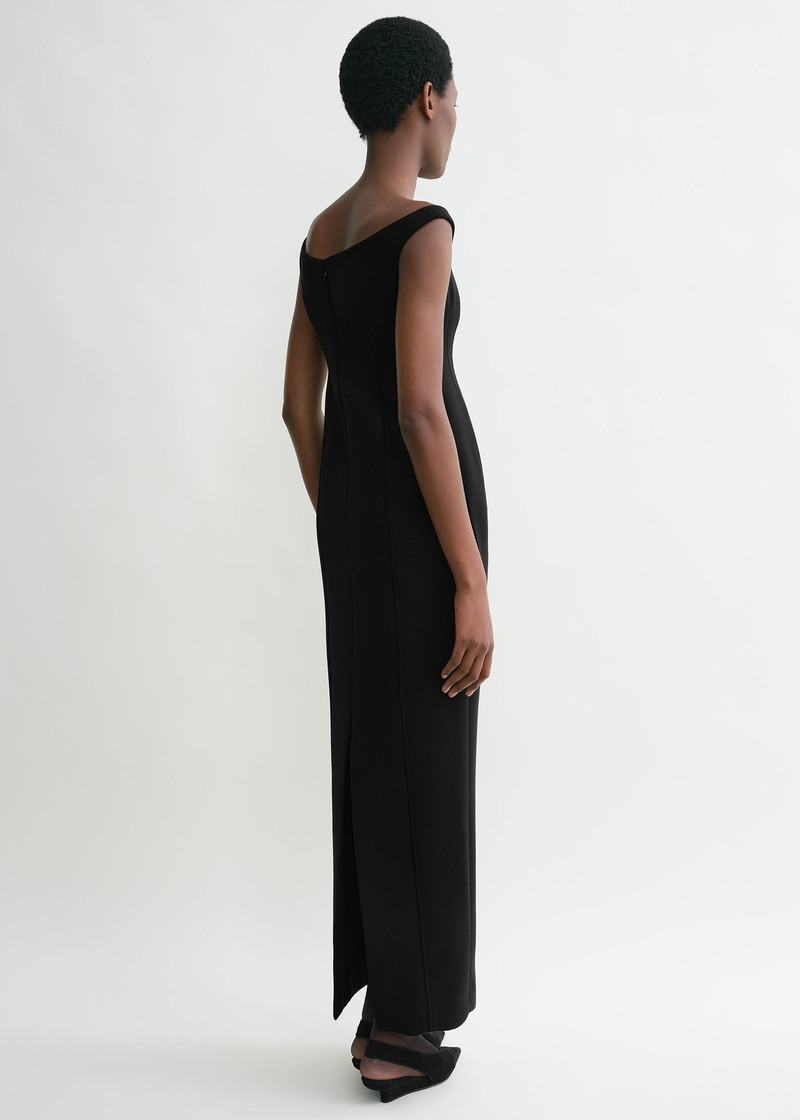 Curved off-shoulder dress black 4