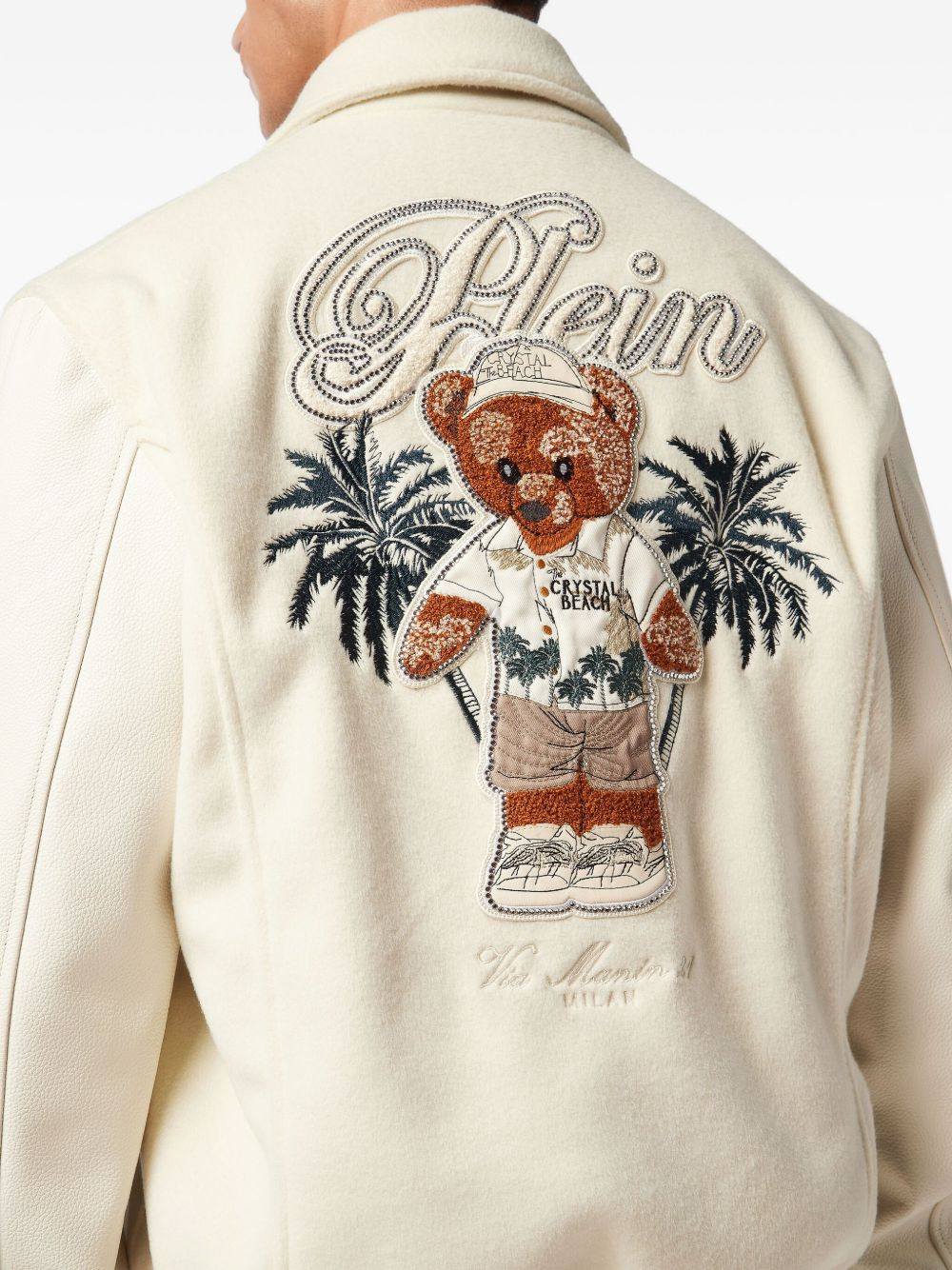 bear-embroidered jacket - 4