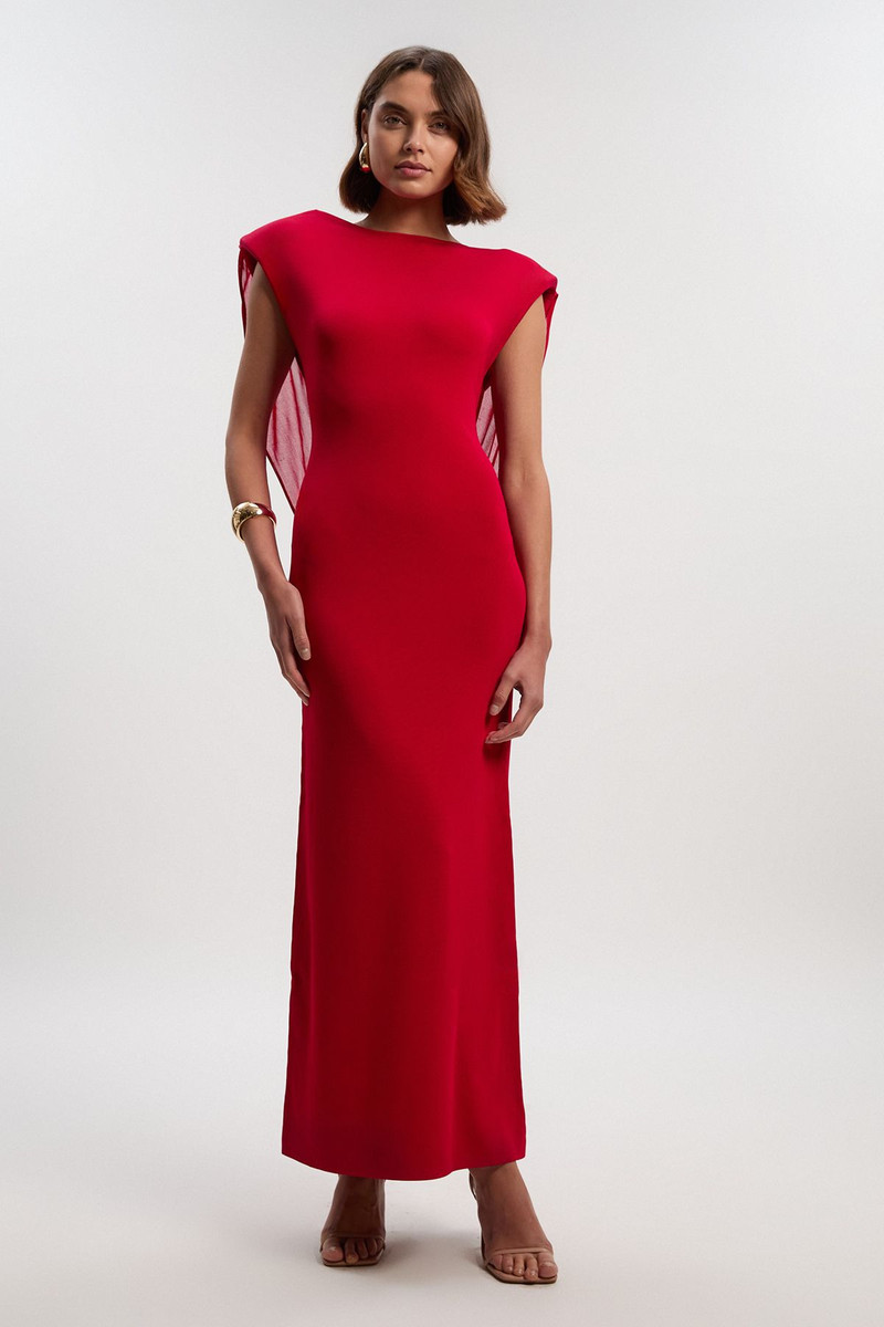 KAREN MILLEN Viscose Blend Slinky Drape Plunge Back Knit Maxi Dress outlook