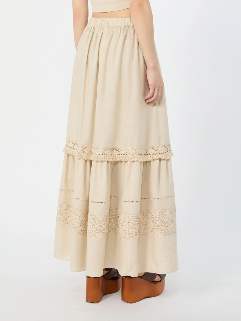 WKIPALLORE Long linen fabric skirt - SAND 4