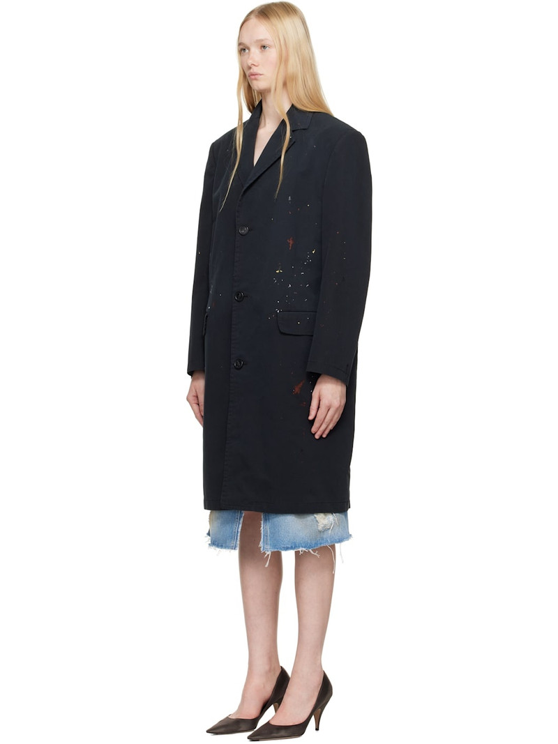 MM6 Maison Margiela Black Cotton Gabardine Trench Coat outlook