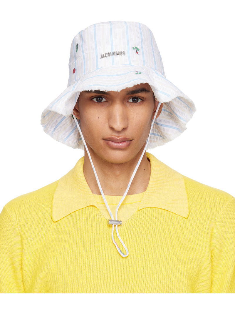 White & Blue 'The Artichaut' Bucket Hat 1