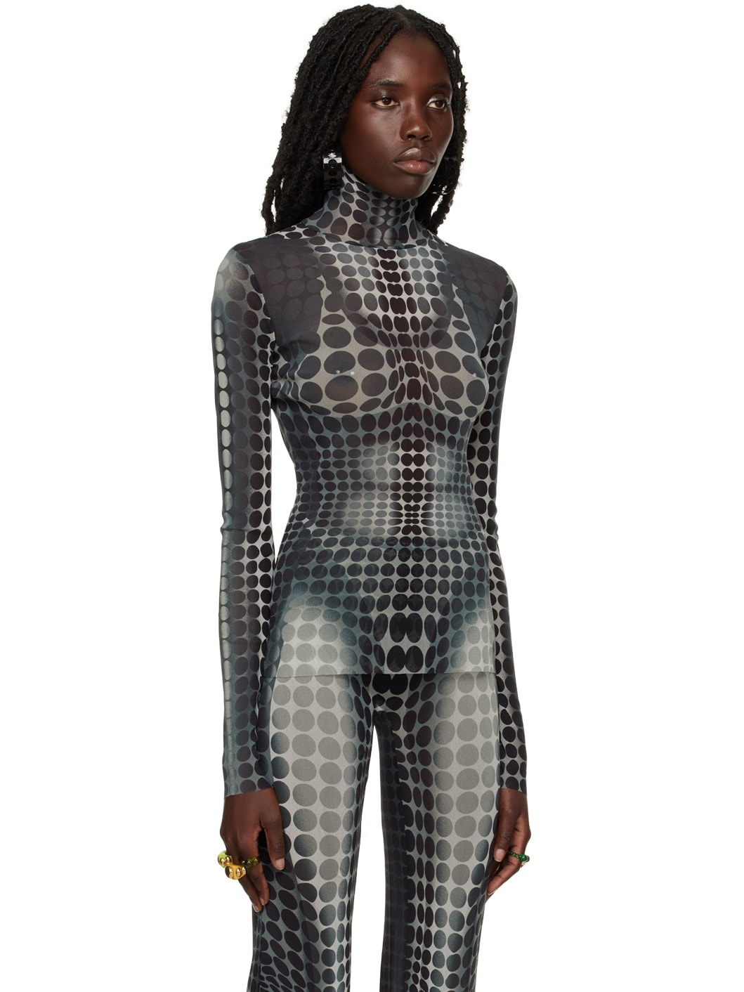 SSENSE Exclusive Gray Dots Turtleneck - 2