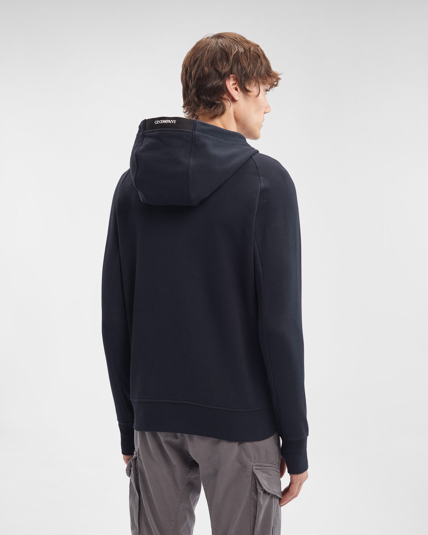 Diagonal Raised Fleece Zipped Lens Hoodie - 3