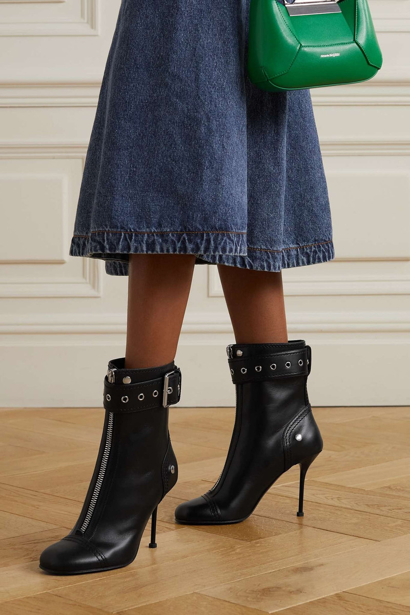 Alexander McQueen Punk buckled leather ankle boots outlook