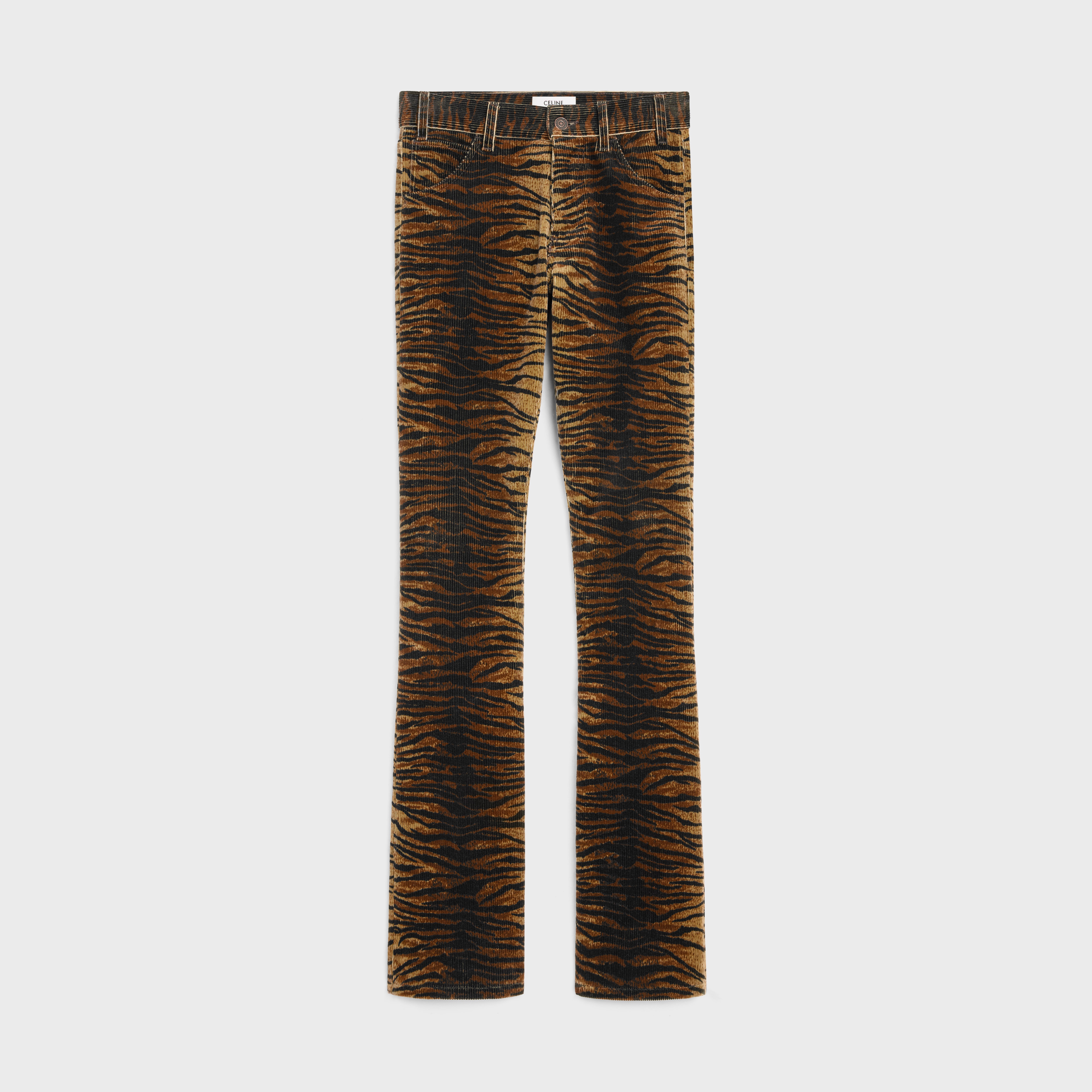 CELINE dylan flared jeans in tiger-print corduroy