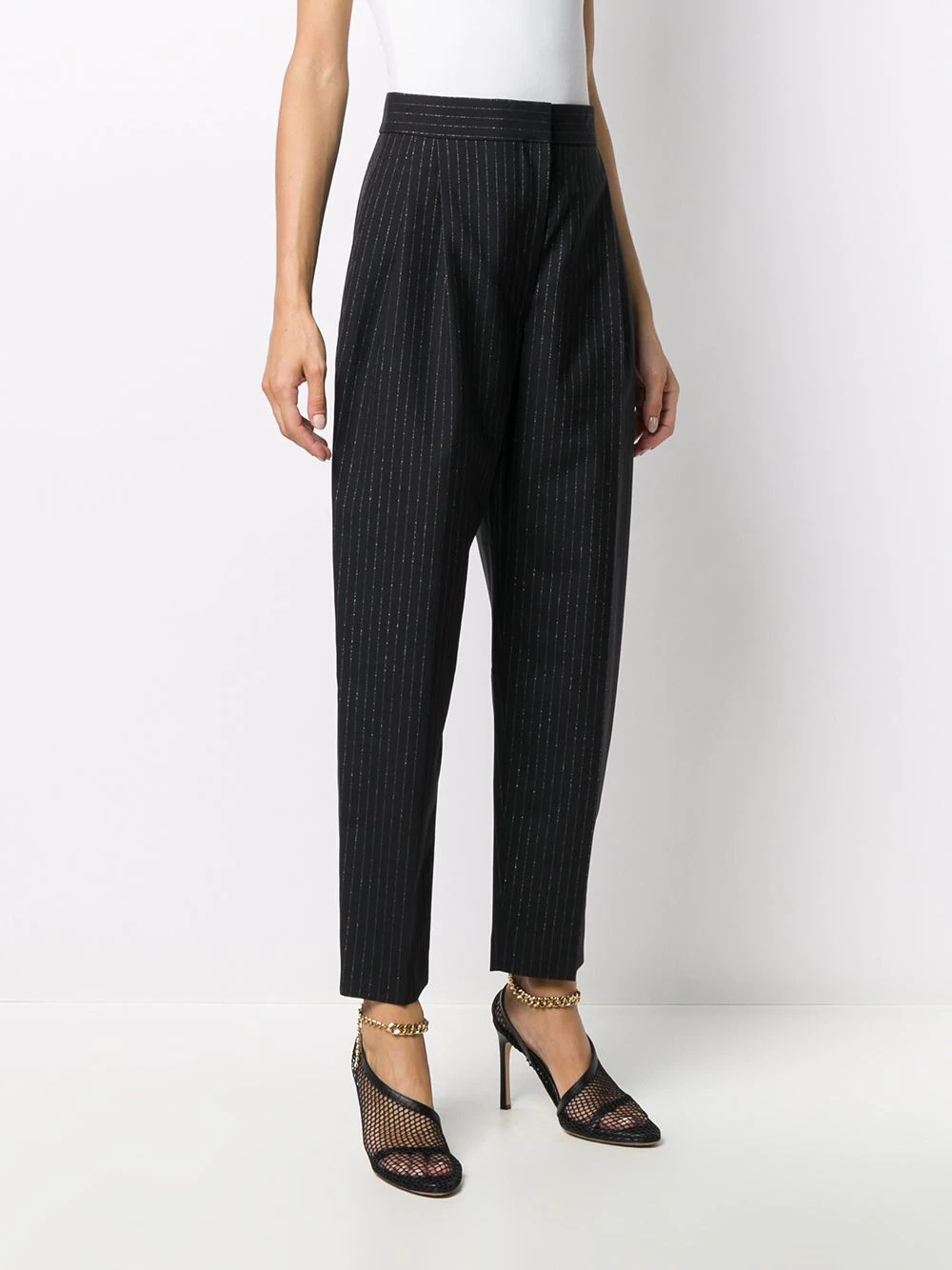 glitter pinstripe high waist trousers - 3