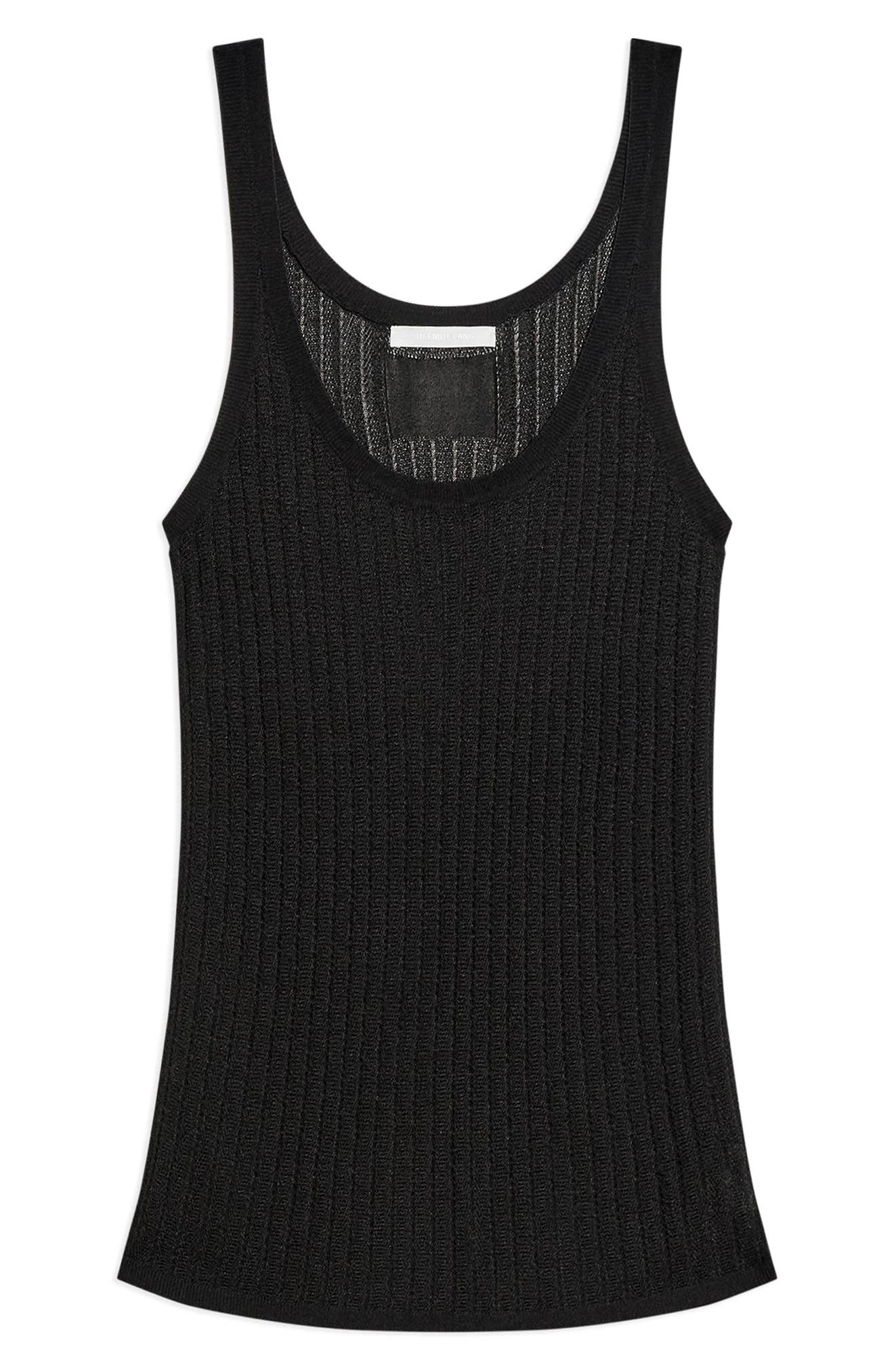Helmut Lang Pointelle Tank in Black - 5