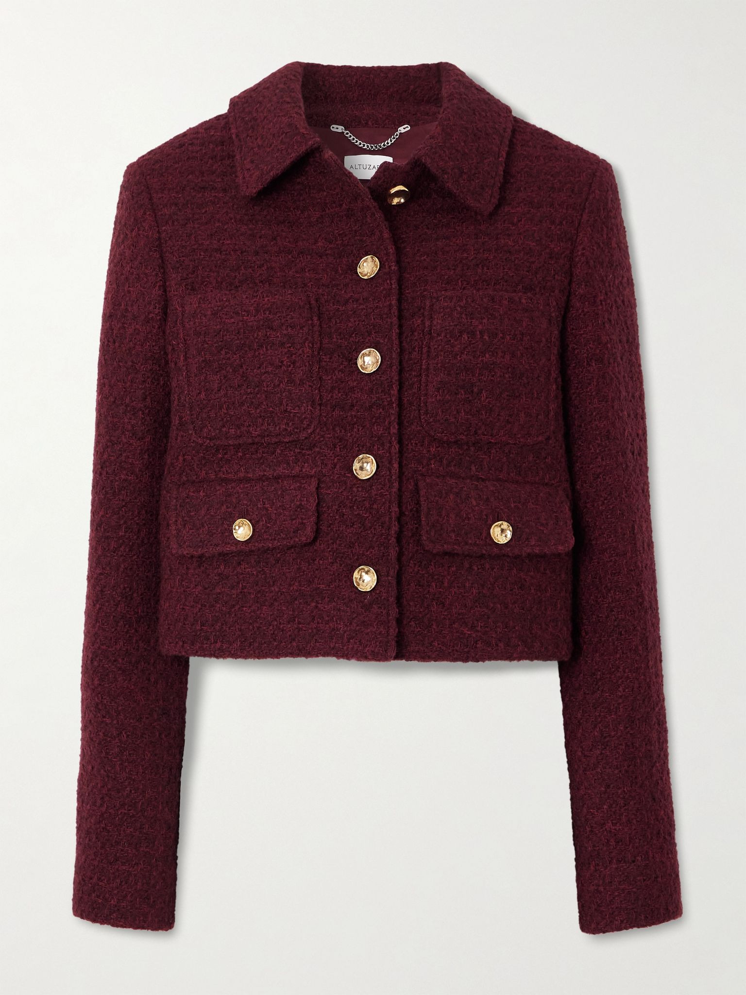 Astley cropped tweed jacket Burgundy - 1