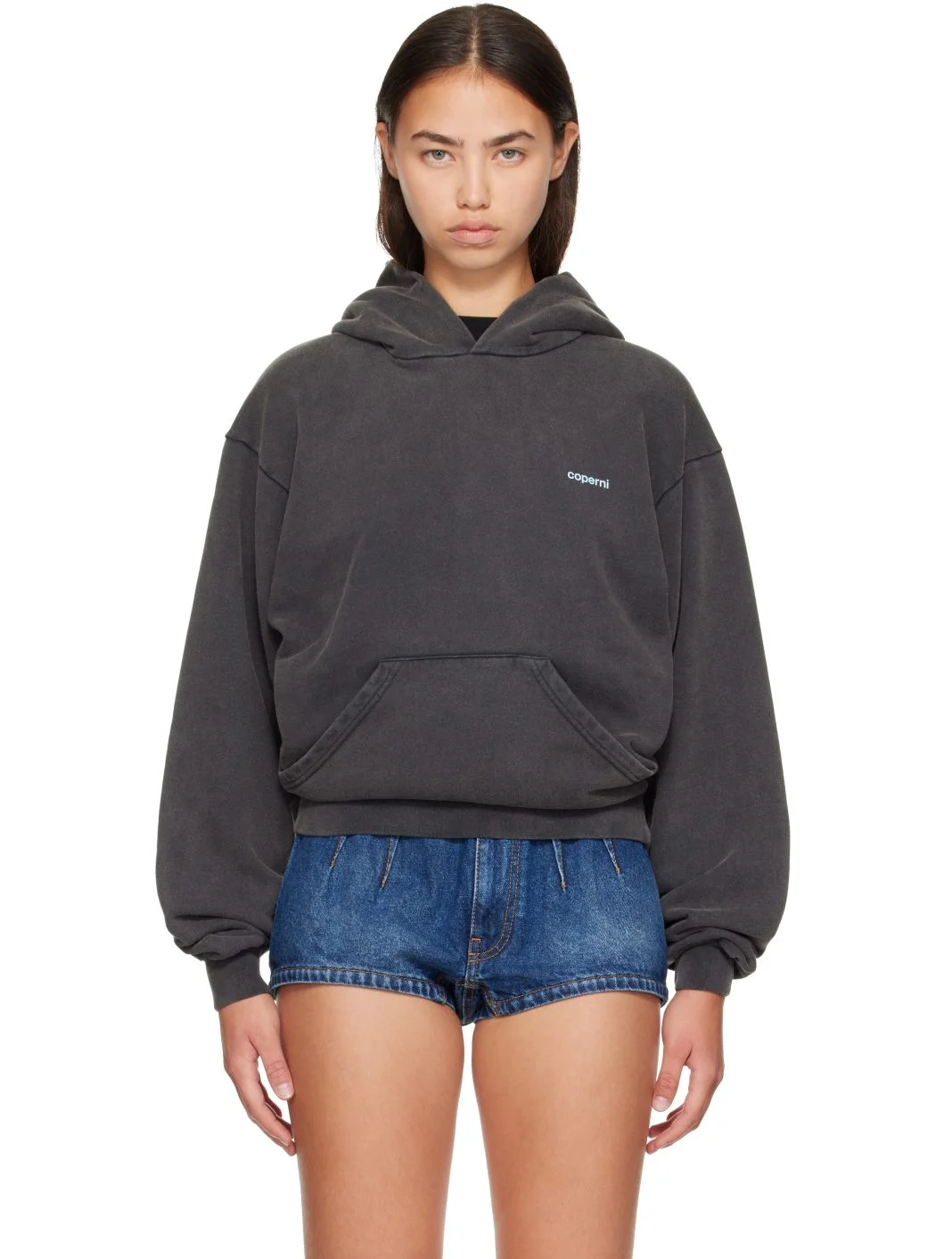 Gray Washed Horn Hoodie - 1