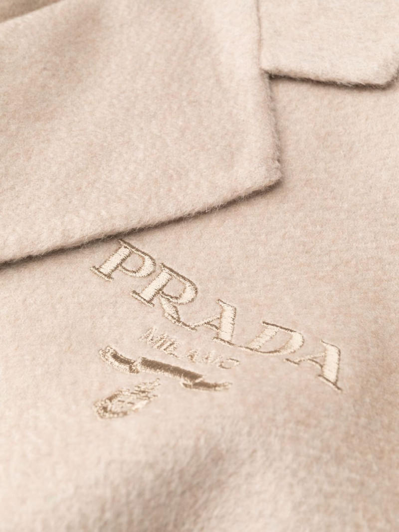 logo-embroidered cashmere coat 8
