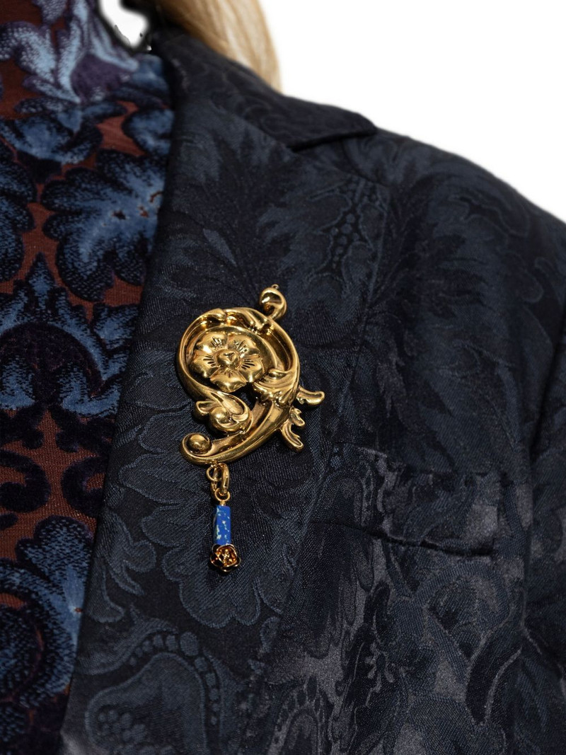 Etro floral-scroll brass brooch outlook