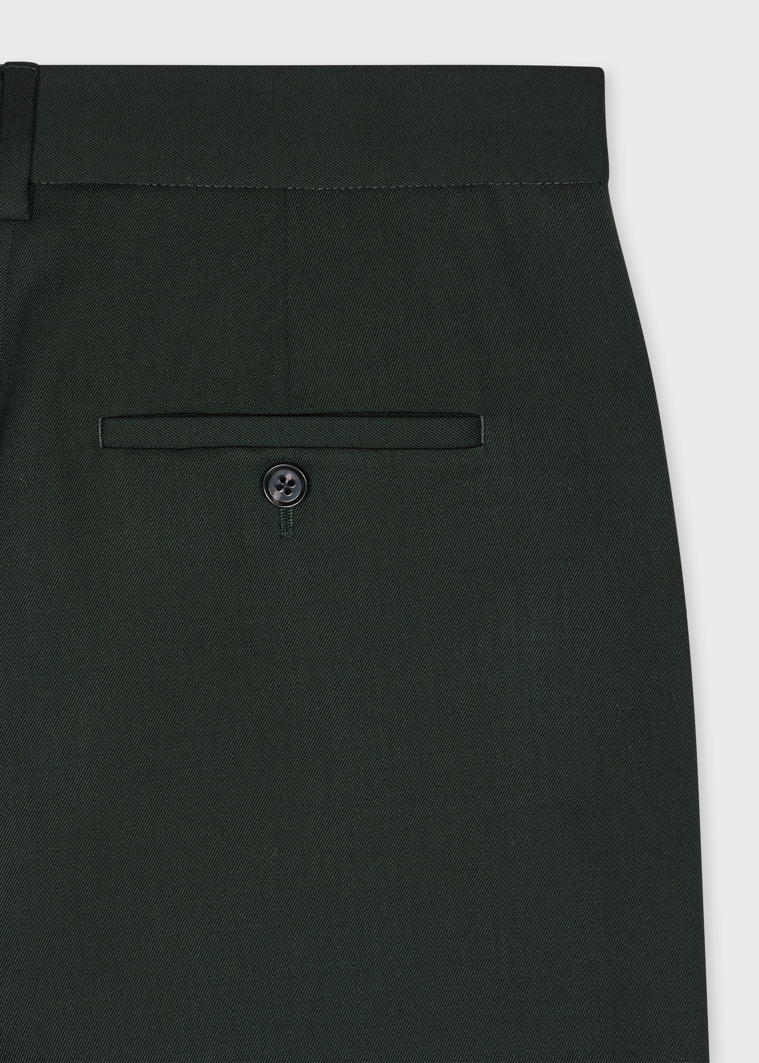 Women's Dark Green Wool Gabardine Trousers - 2