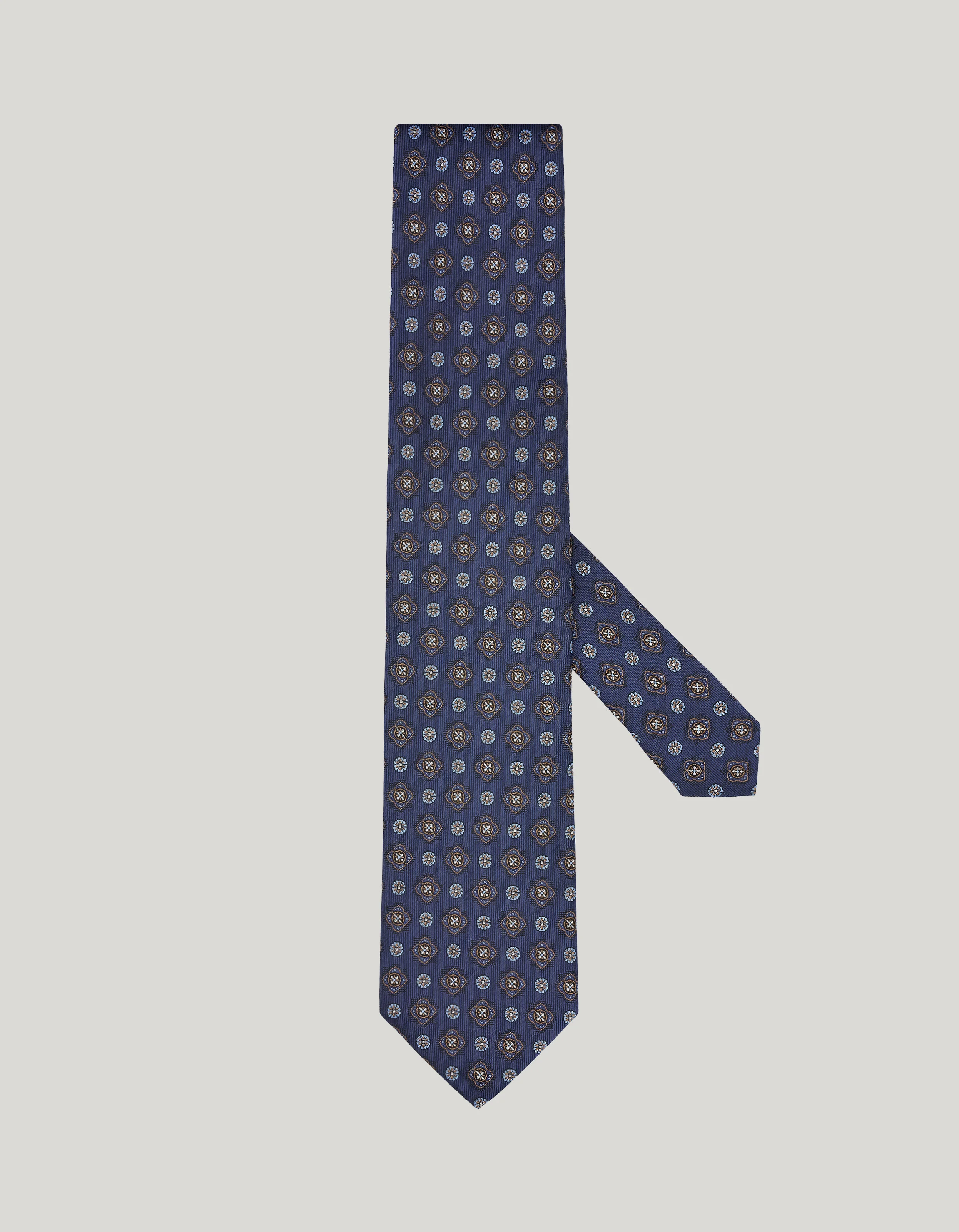 BLUE SILK TIE, PATTERNED MOTIF - 1