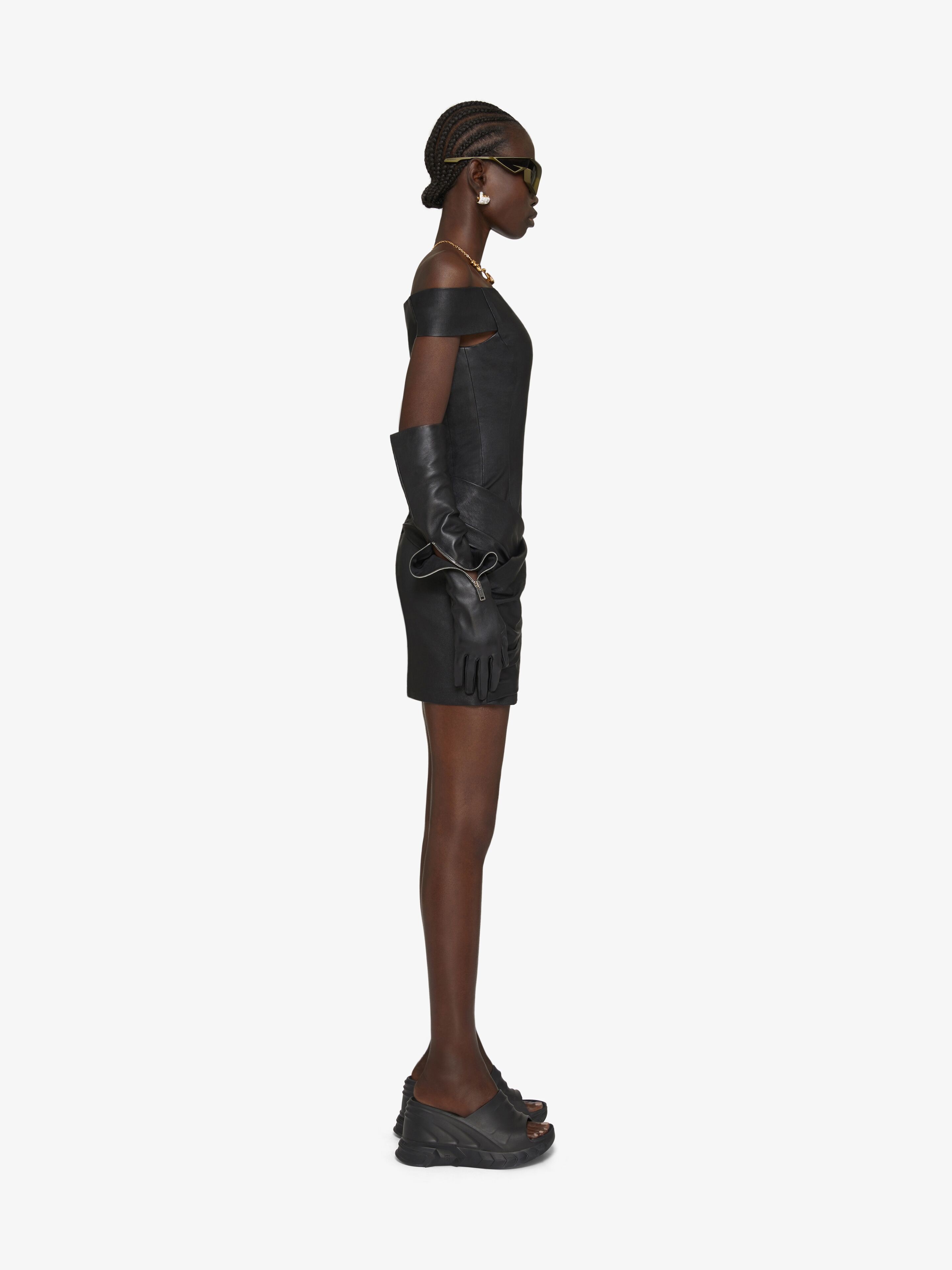 DRAPED DRESS IN LEATHER - 3