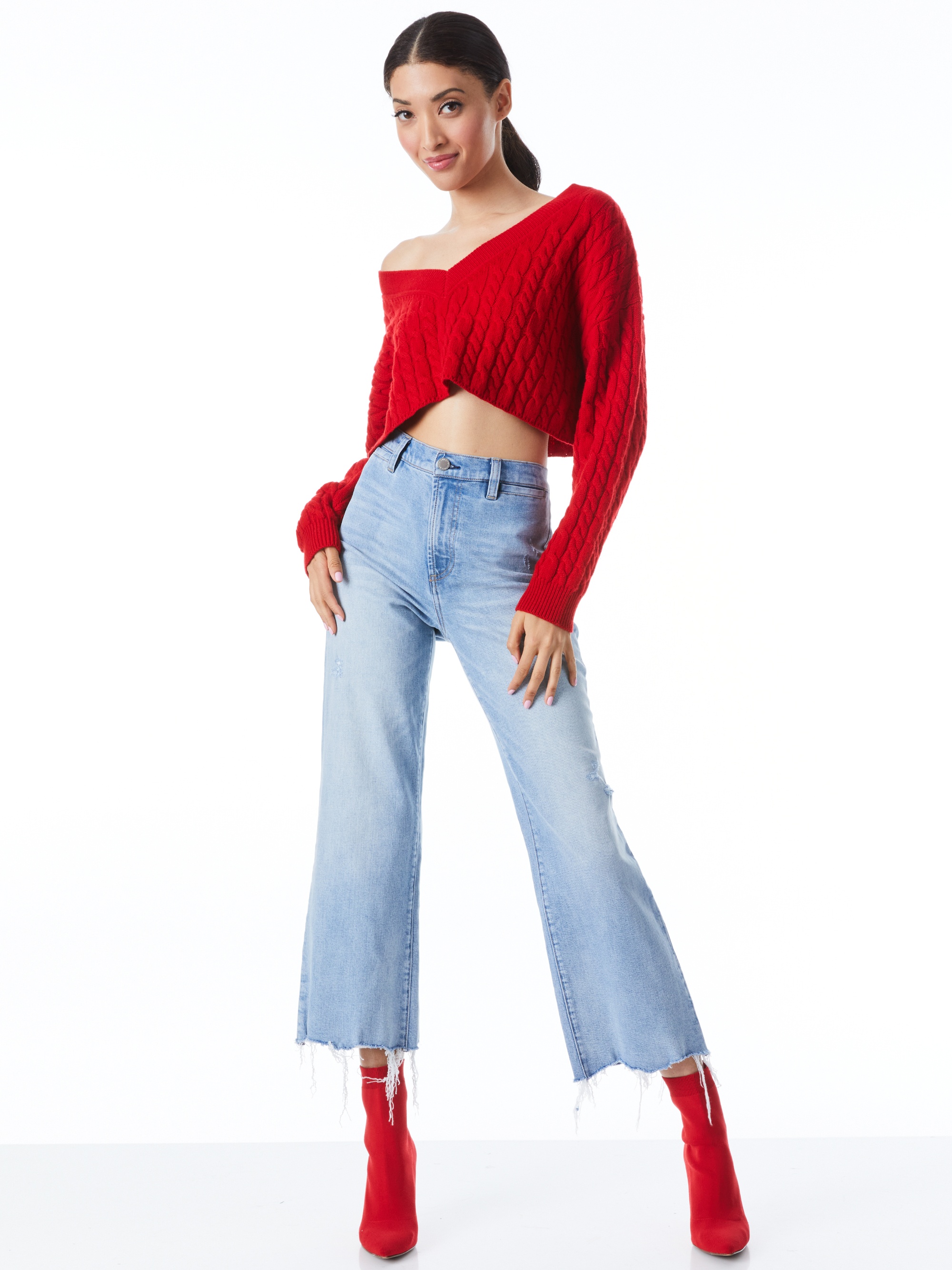 AYDEN CROPPED V-NECK PULLOVER - 4