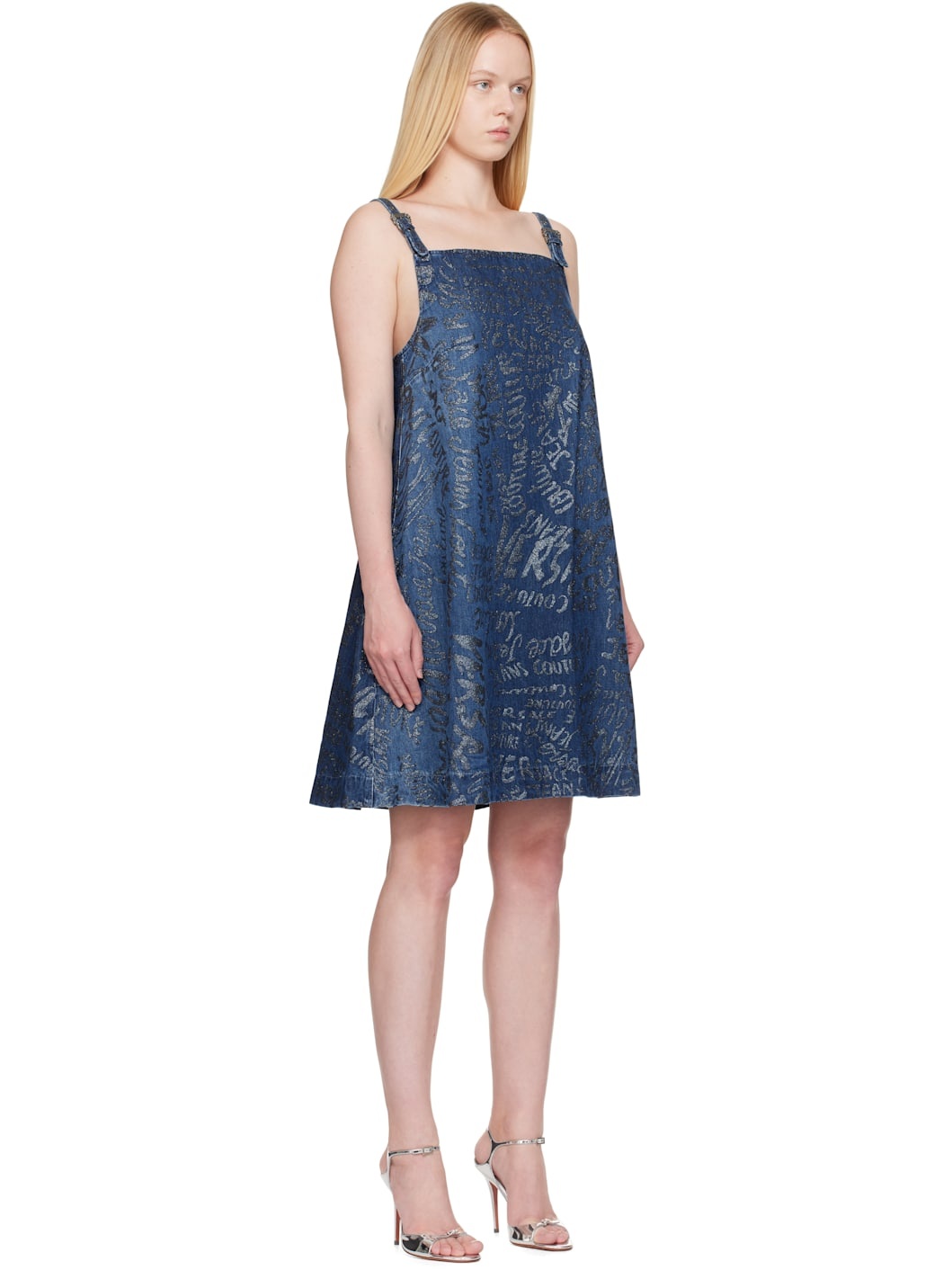 Blue Glitter Finish Minidress - 2