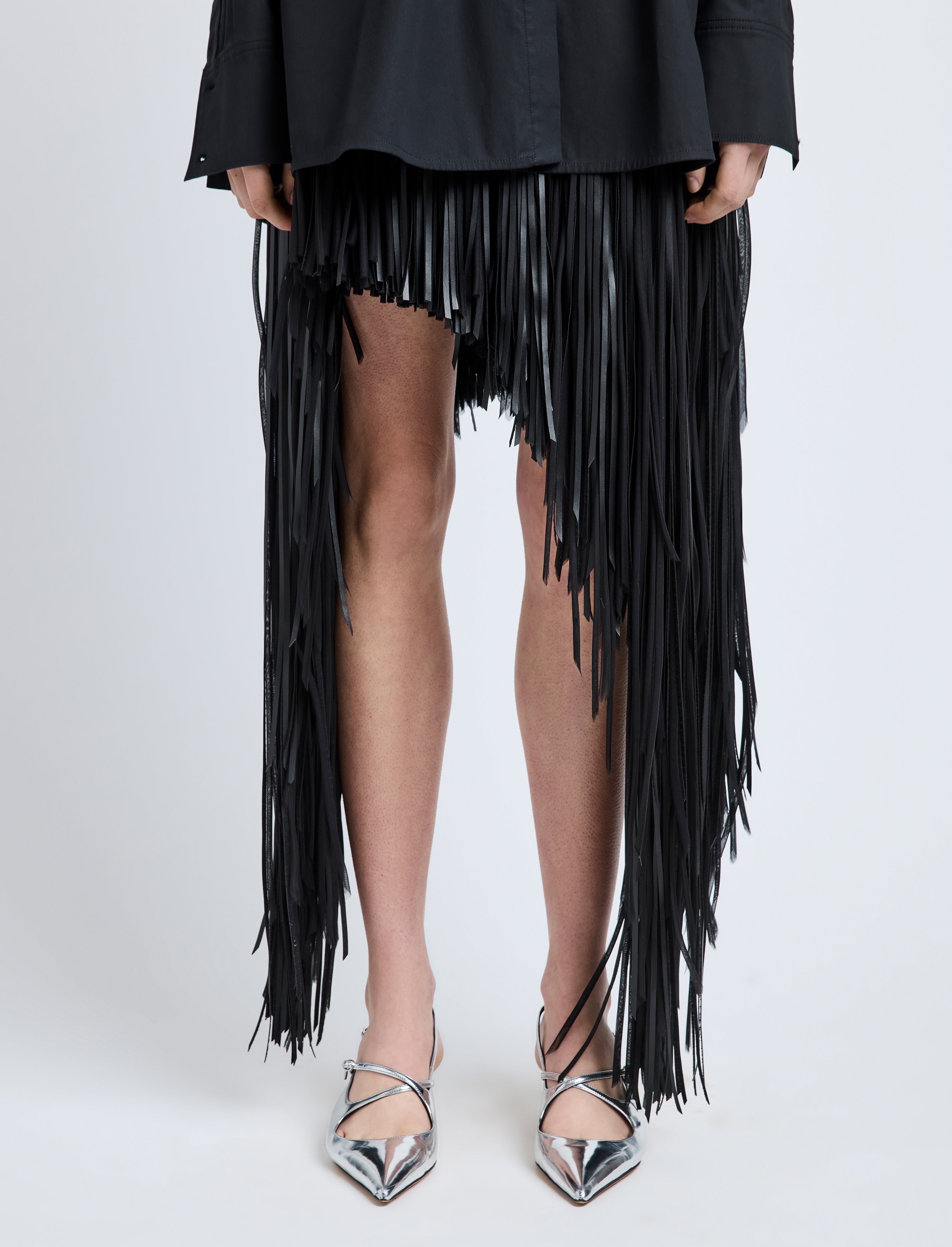 Phia Skirt in Leather Silk Fringe - 5