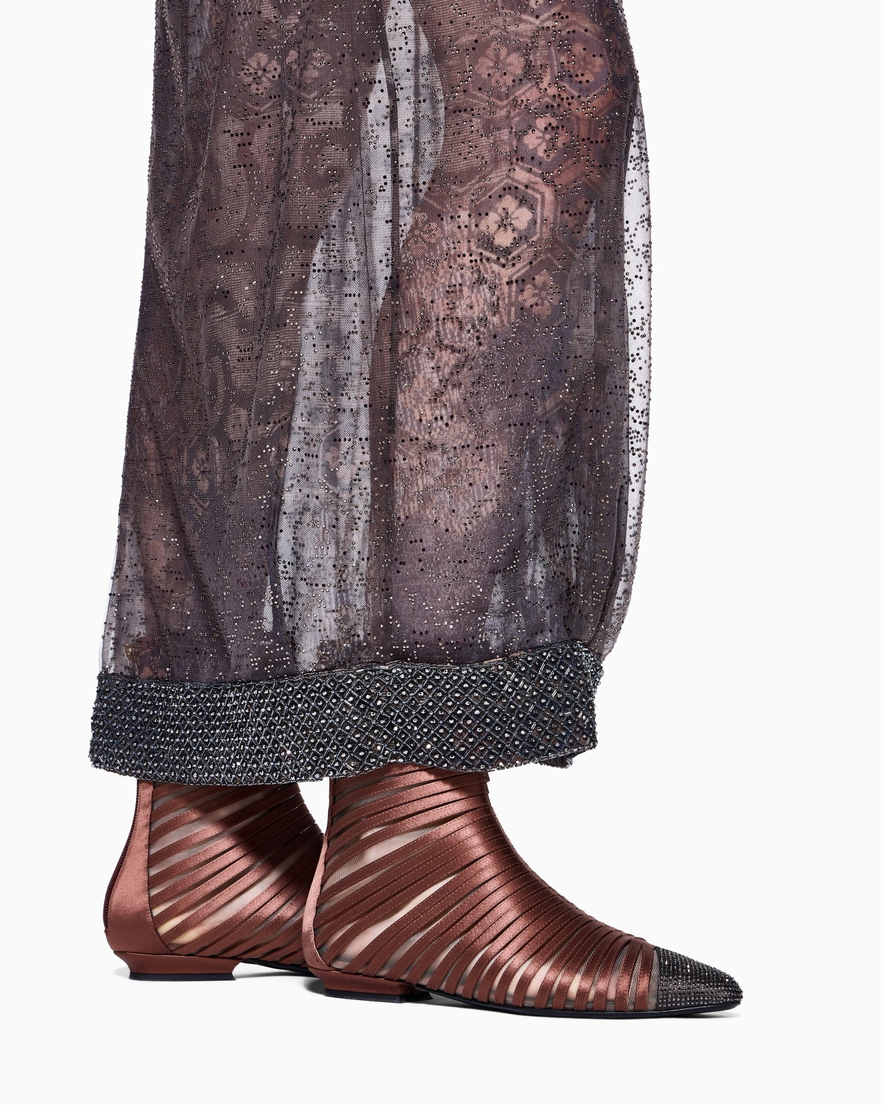 SATIN AND RHINESTONE ANKLE BOOTS - 7