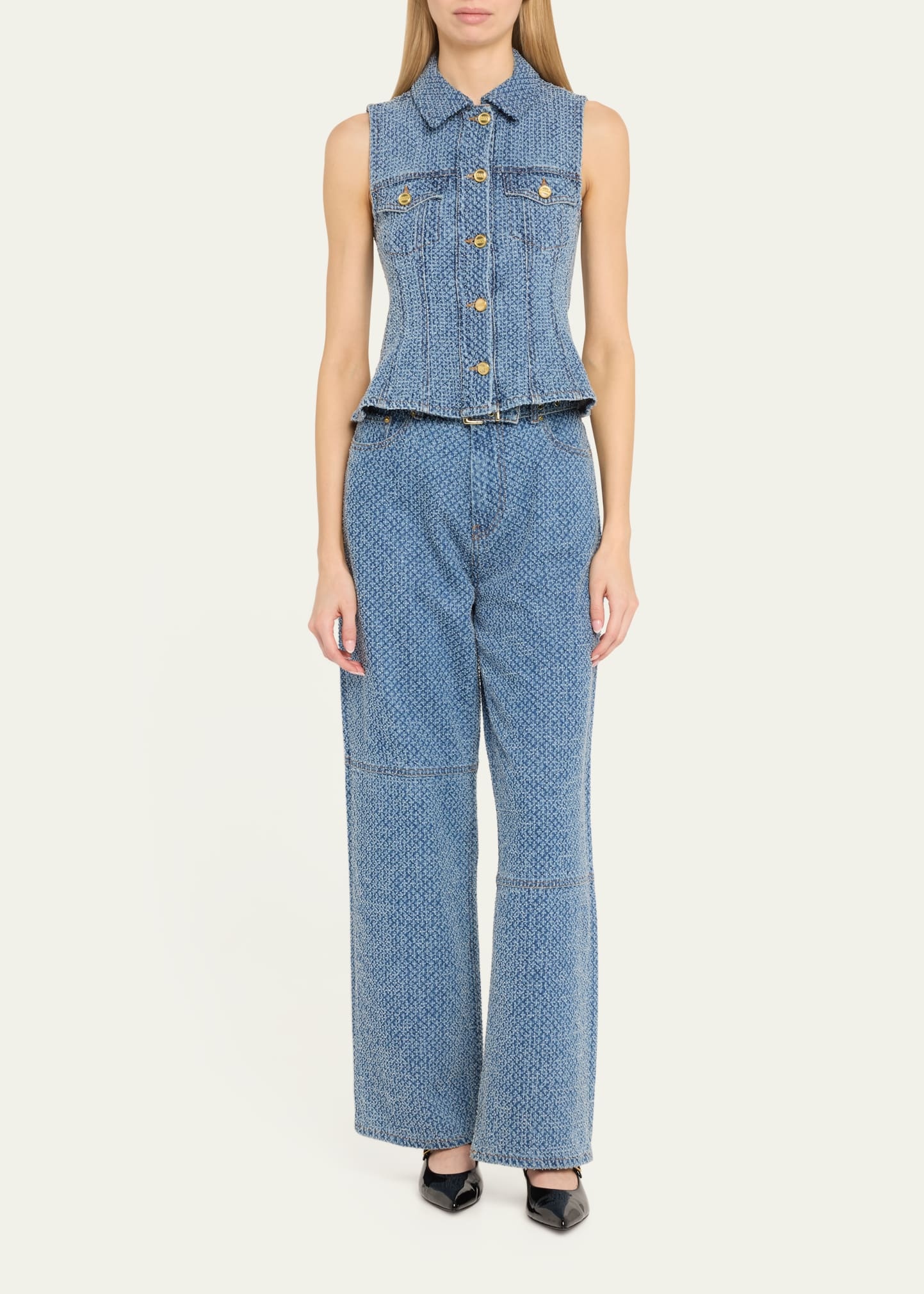 Fluffy Denim Fitted Top - 2