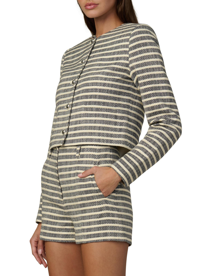 Women's The Talia Striped Crop Jacket - Midnight Ecru 4