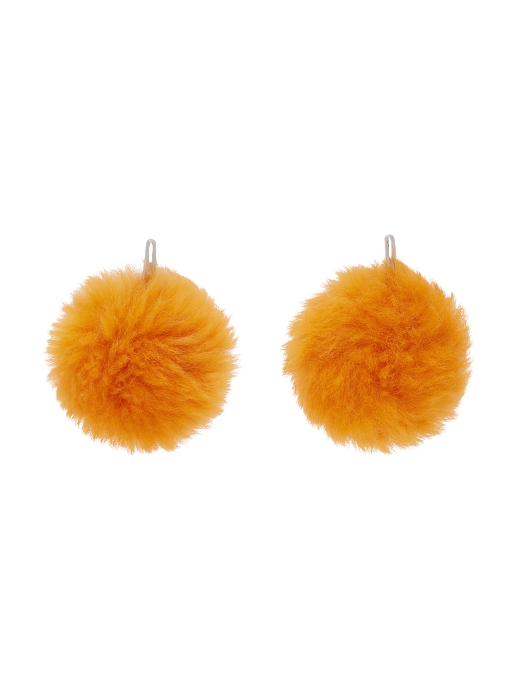 Orange Pom Pom Earrings - 1