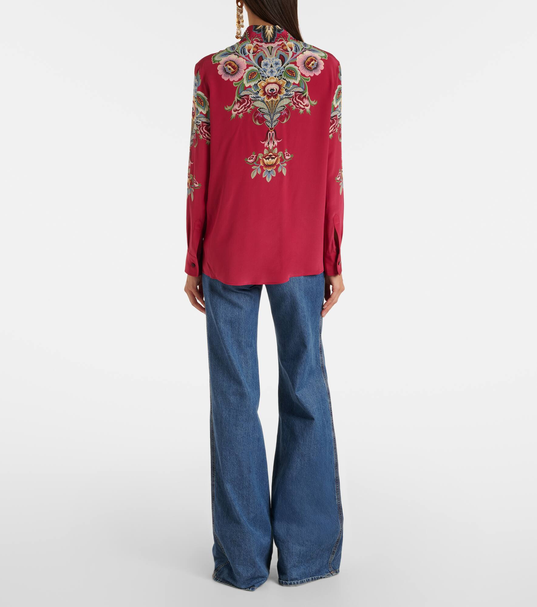 Floral silk crêpe shirt - 3