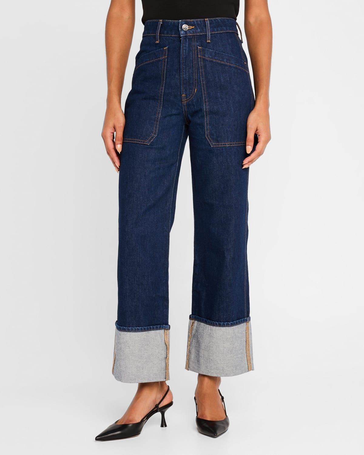 Dylan High-Rise Straight Cuffed Jeans - 1