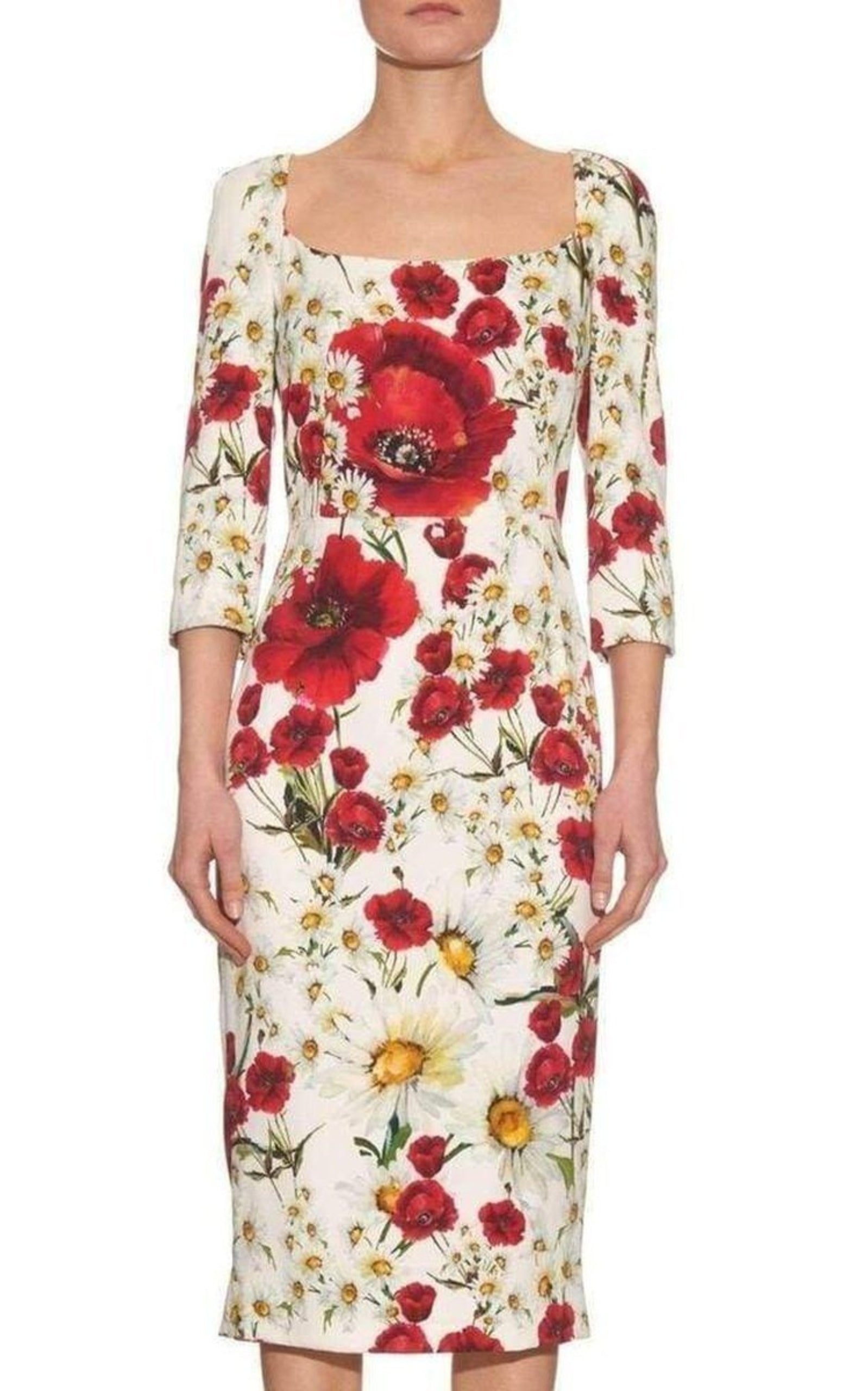 Daisy and Poppy Print Silk Blend Dress - 3