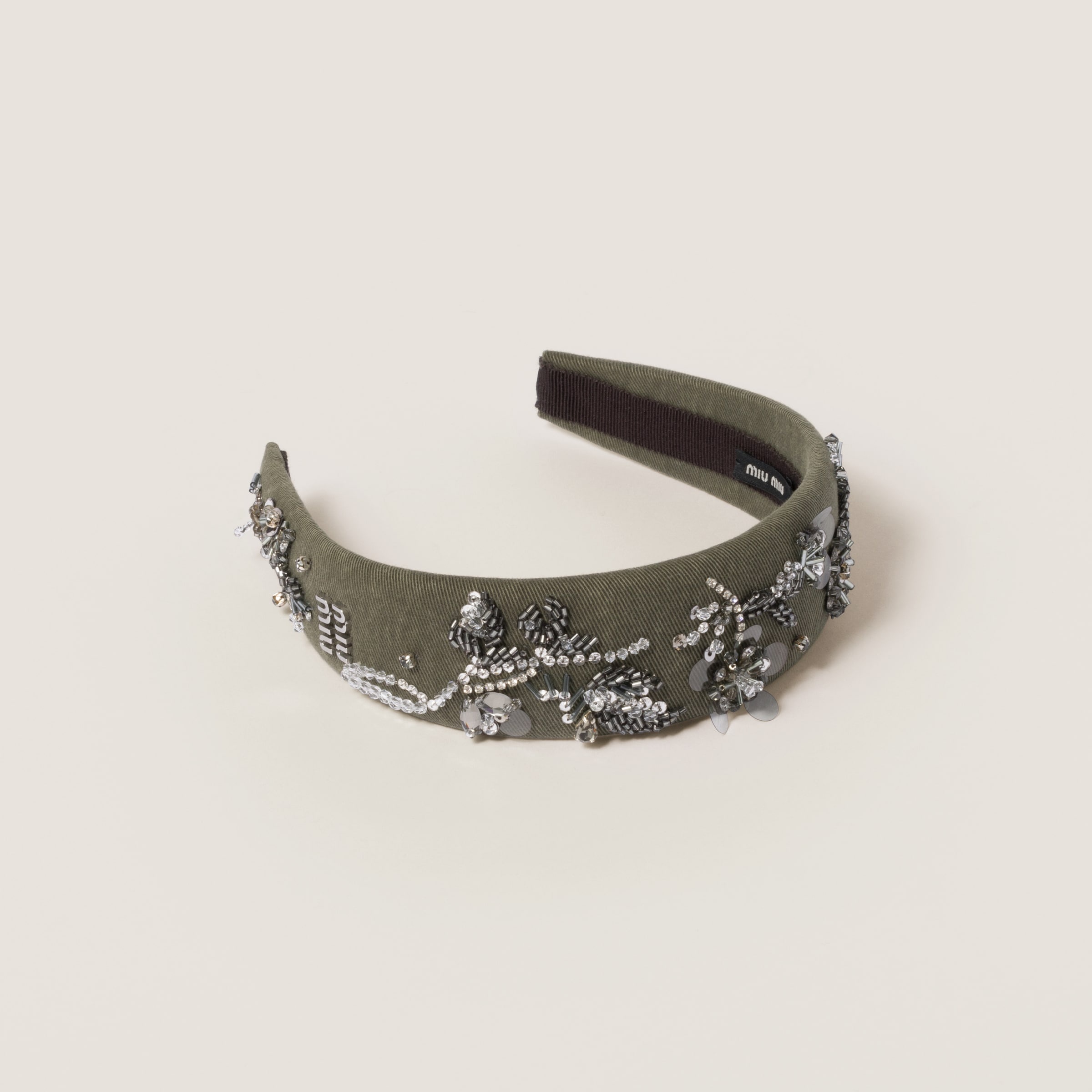 Embroidered gabardine headband - 1