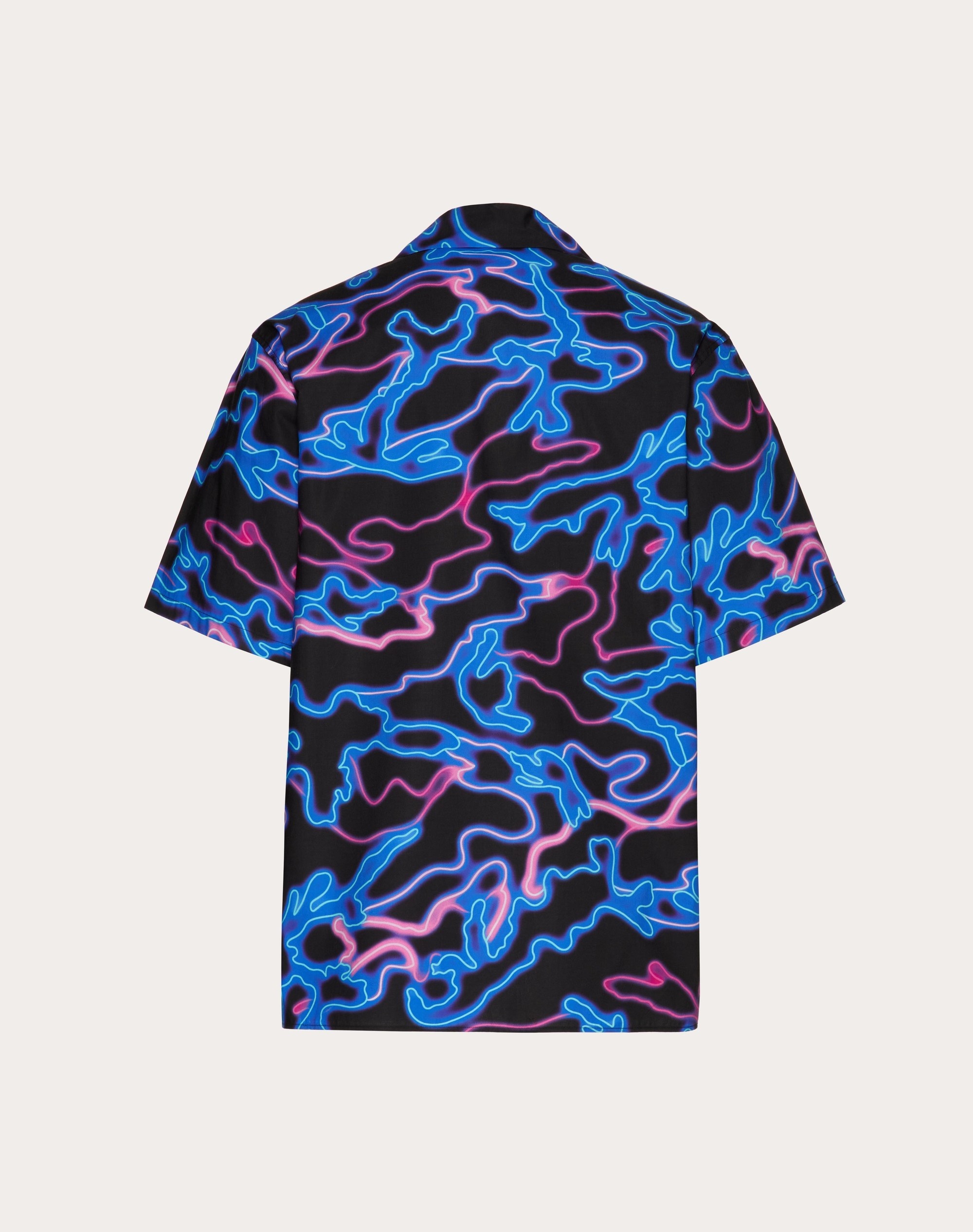 NEON CAMOU PRINT COTTON BOWLING SHIRT - 2