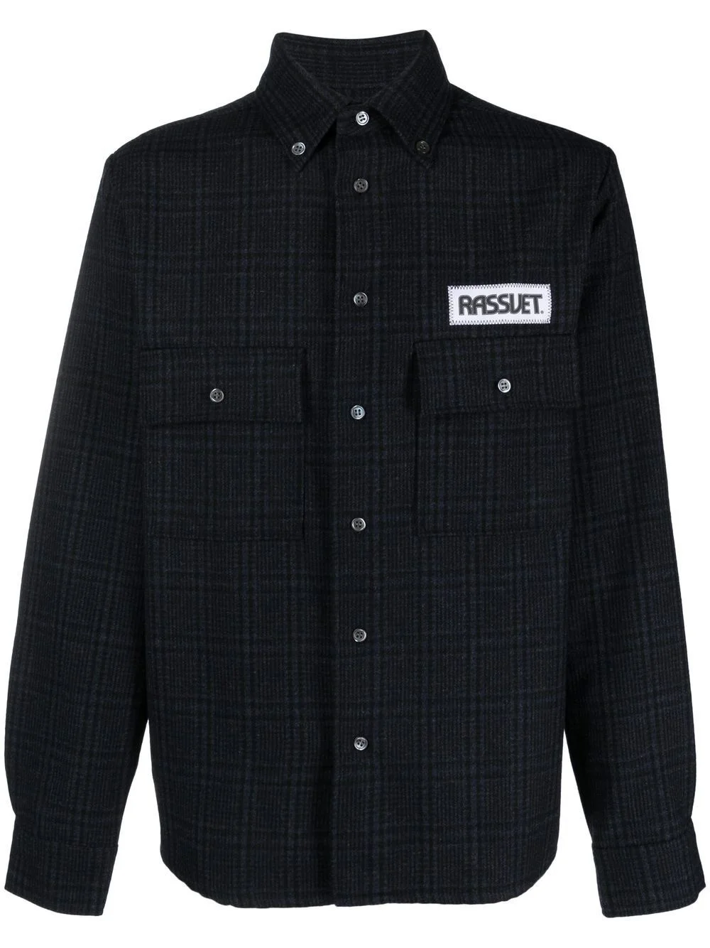 logo-patch check-pattern shirt - 1