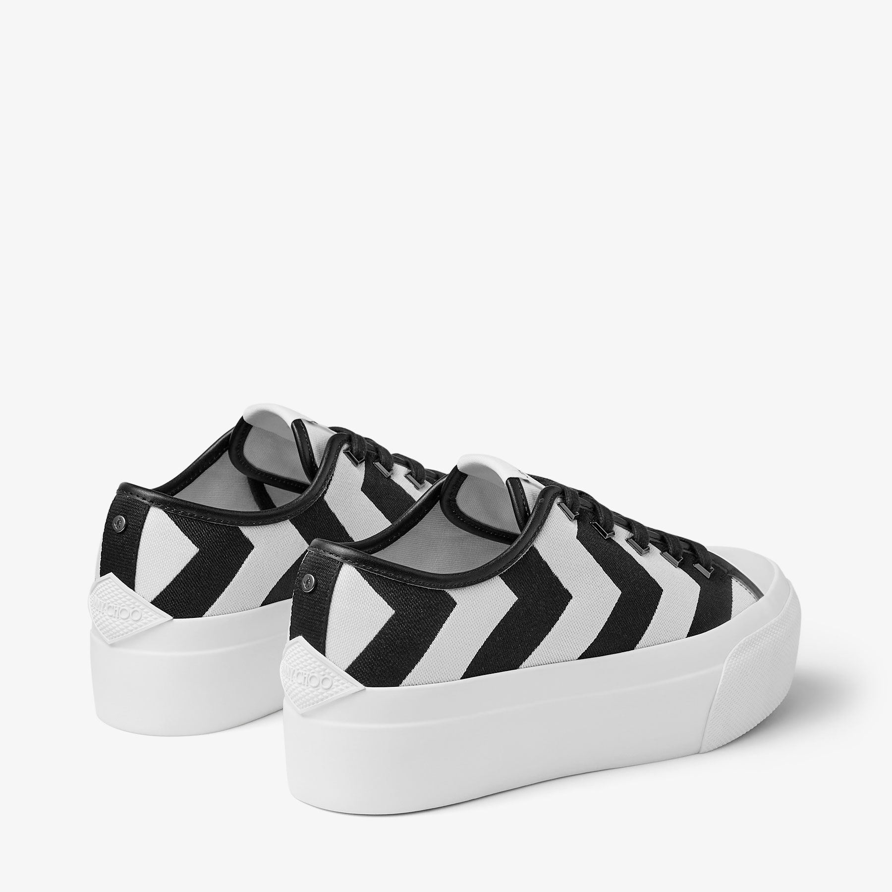 Palma Maxi/F
White and Black Avenue Patchwork Canvas Platform Trainers - 6