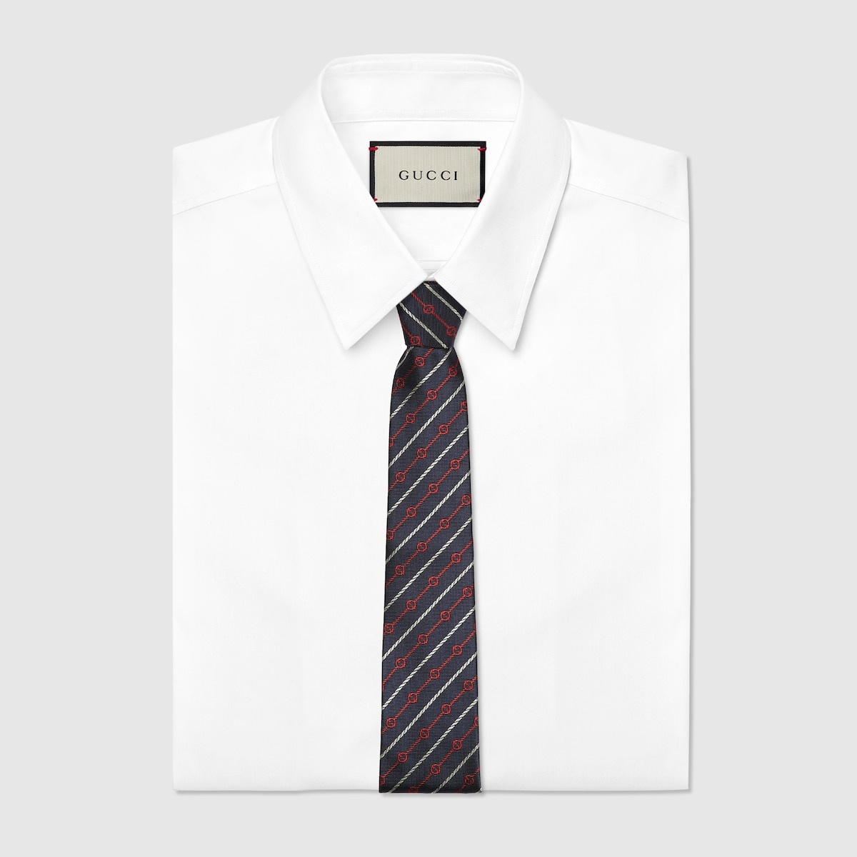 Round Interlocking G rope silk tie - 2