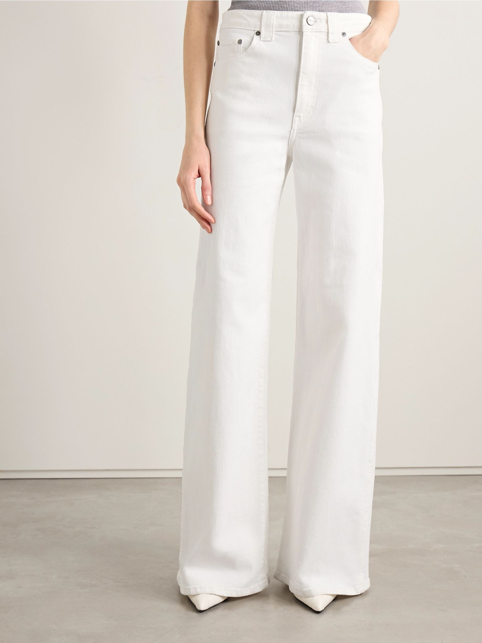 Dane high-rise wide-leg jeans White - 3