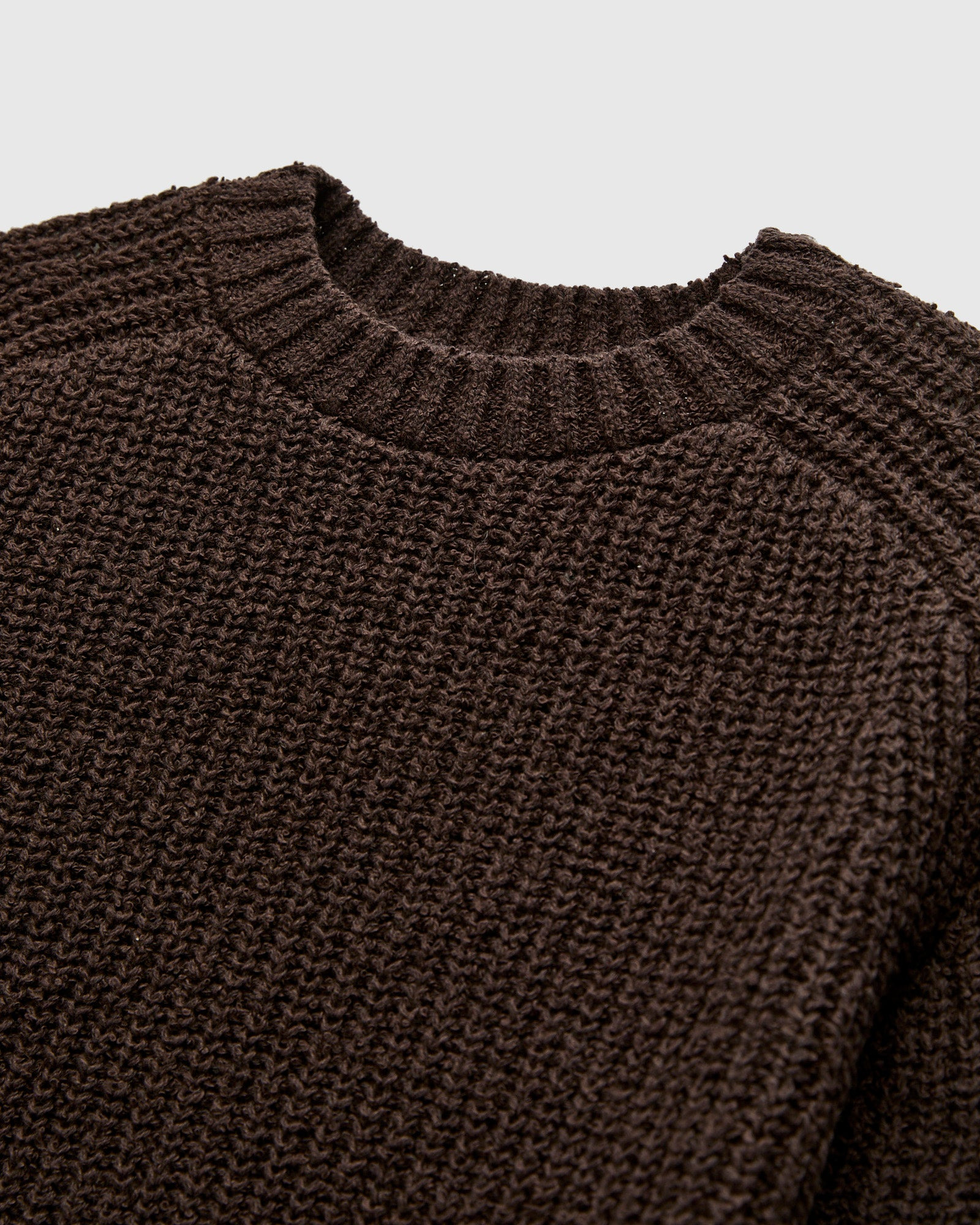 Cotton Crewneck Sweater in Bark Boucle - 3