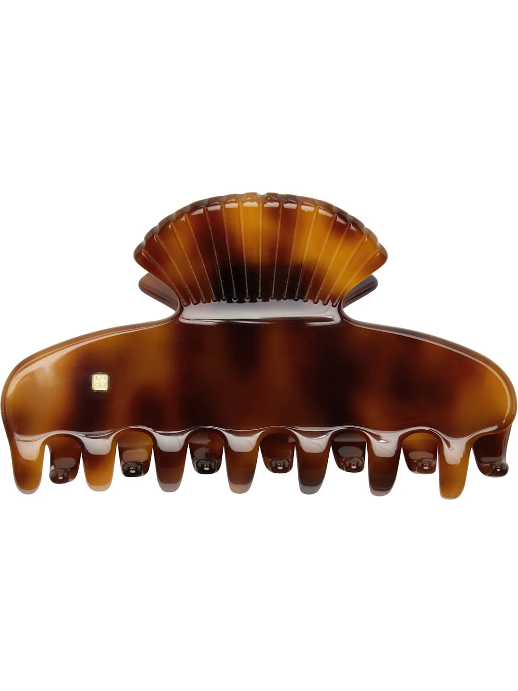 Brown Small Fan Shell Claw Hair Clip - 1
