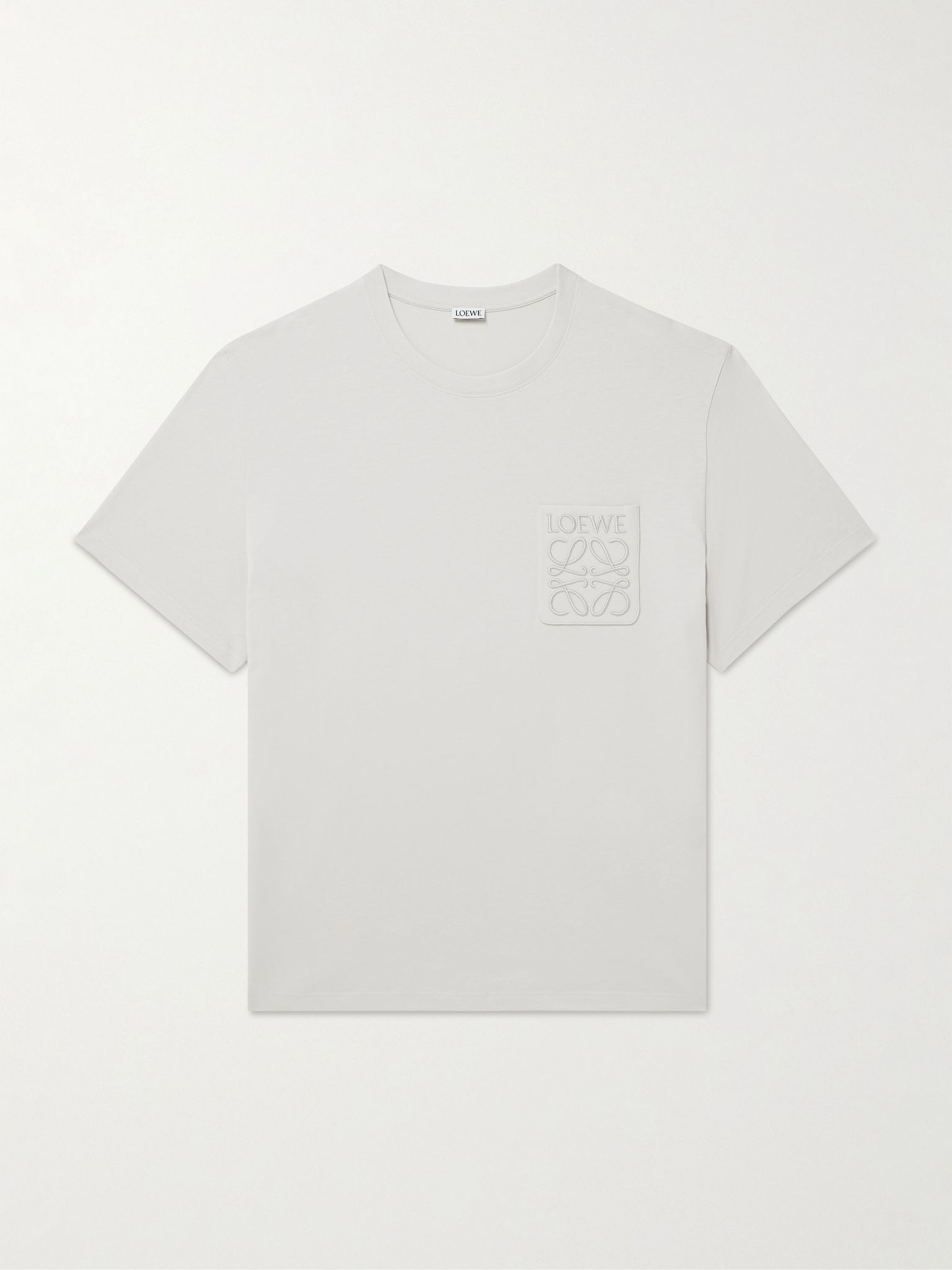 Logo-Embroidered Cotton-Jersey T-Shirt Light gray - 1