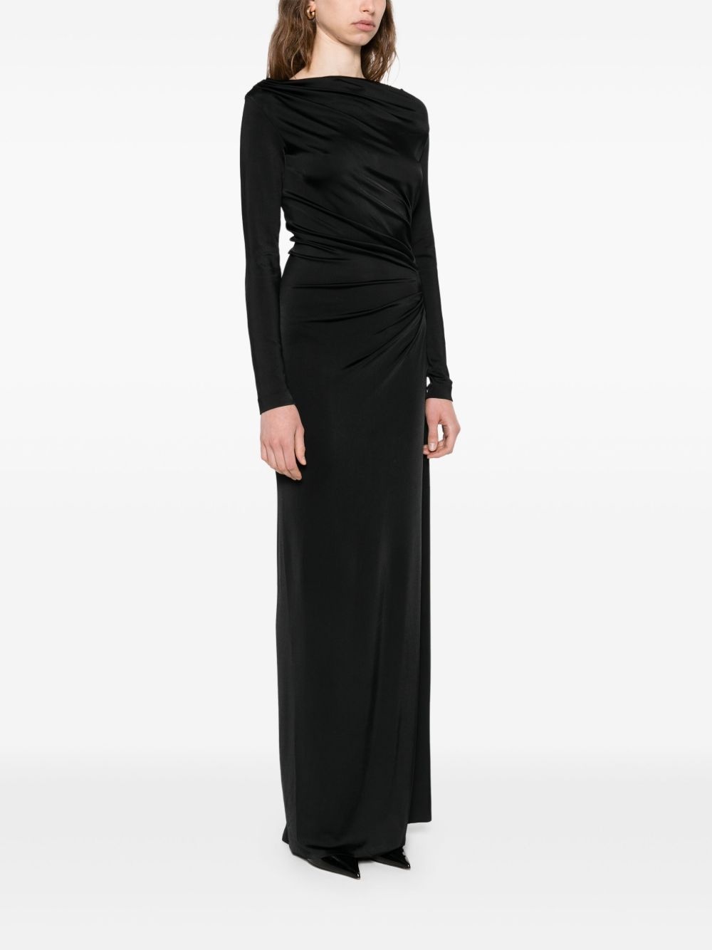 cowl-neck draped maxi dress - 3