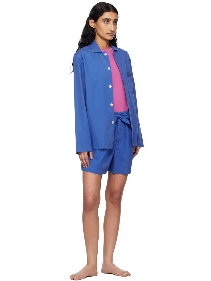 TEKLA Blue Poplin Pyjama Shorts outlook